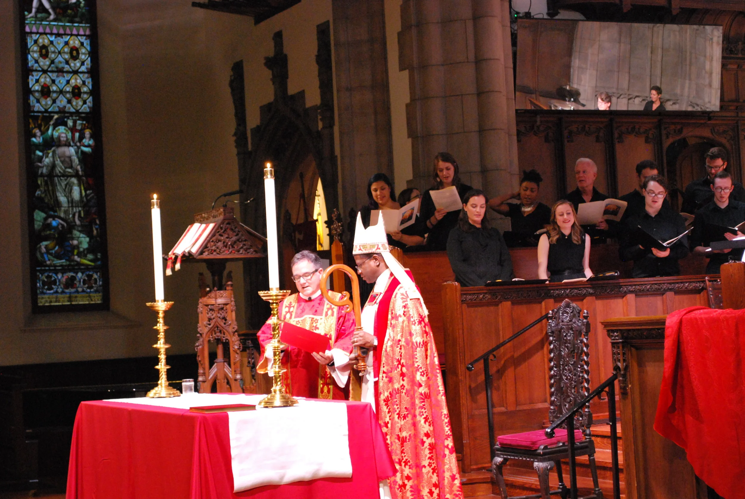 Bishop Sutton and a deacon at Joseph Wood's ordination. August 24, 2016.