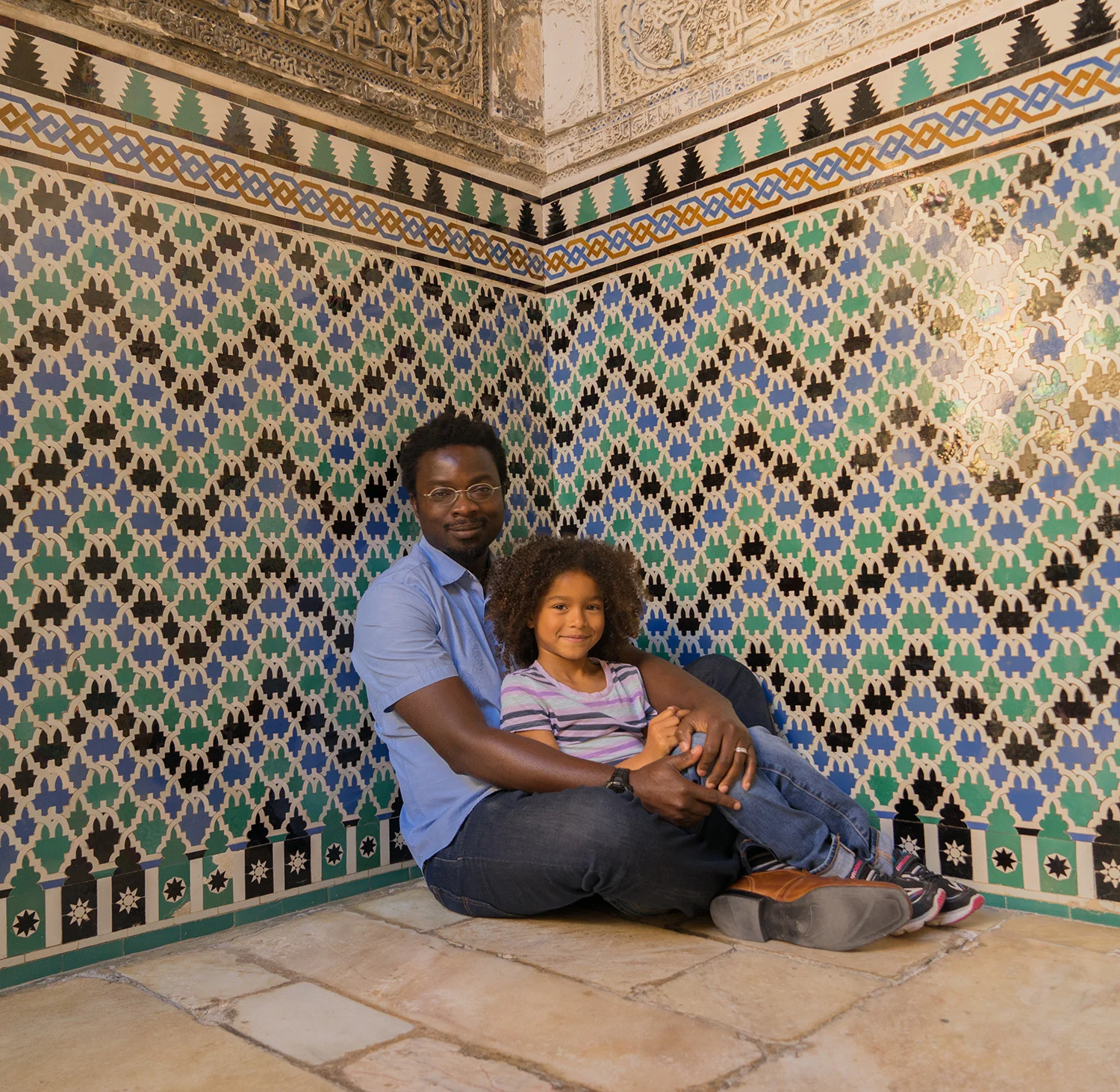 dad and daughter sitting-family lifestyle photograph