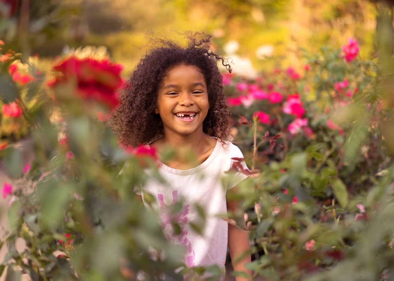 six year old girl in the garden-Danville children's photography