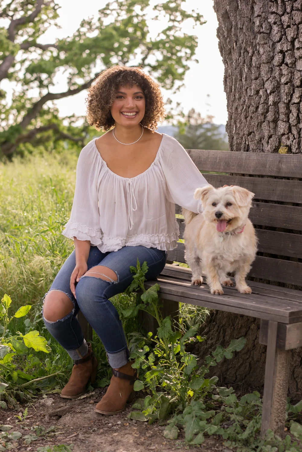 high school senior with dog-Danville portrait photographer