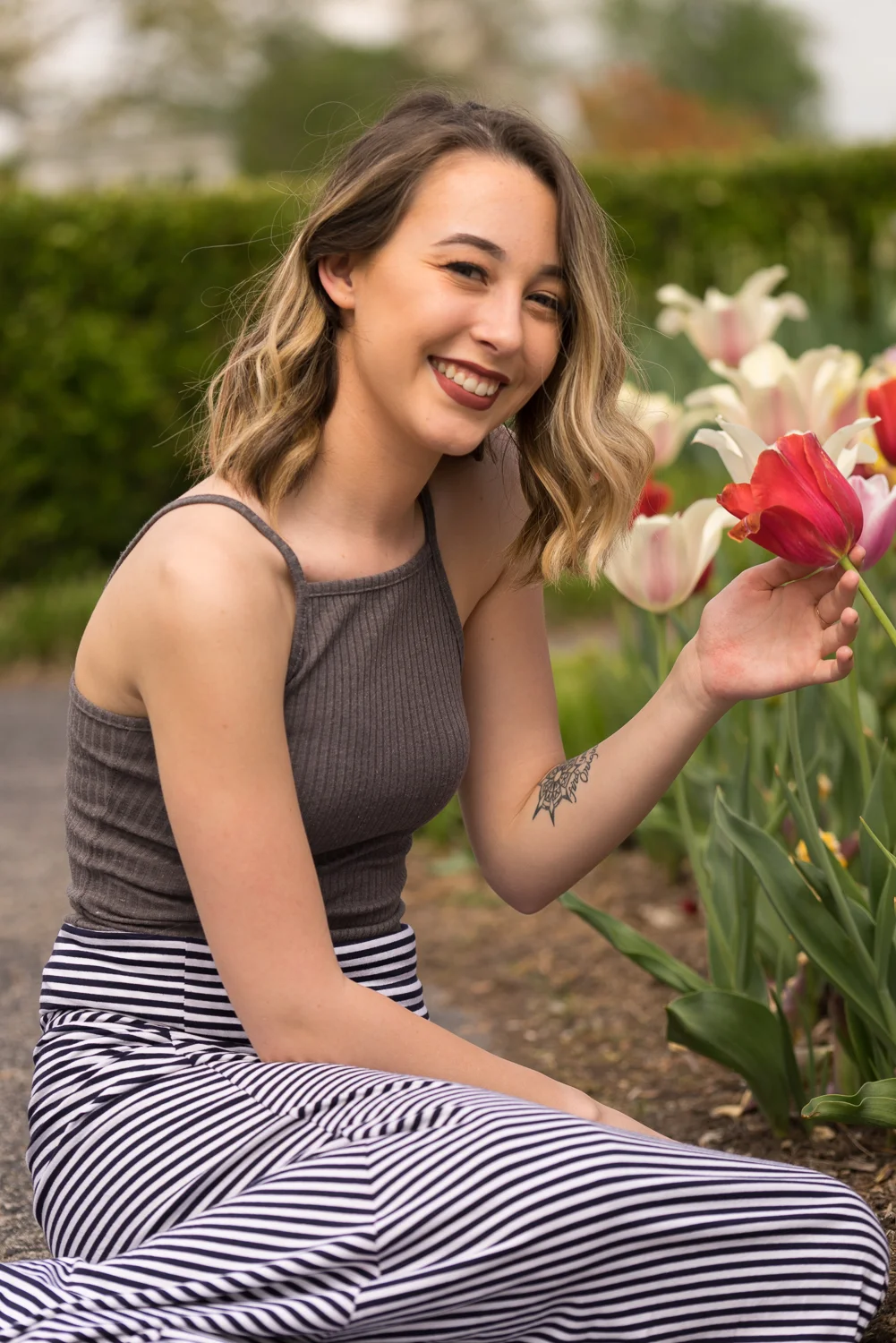 high school graduate with flowers-Danville CA senior portraits
