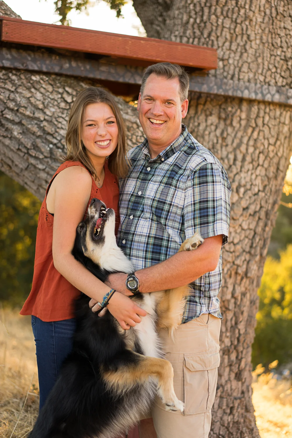 graduate with dad and dog-Danville CA