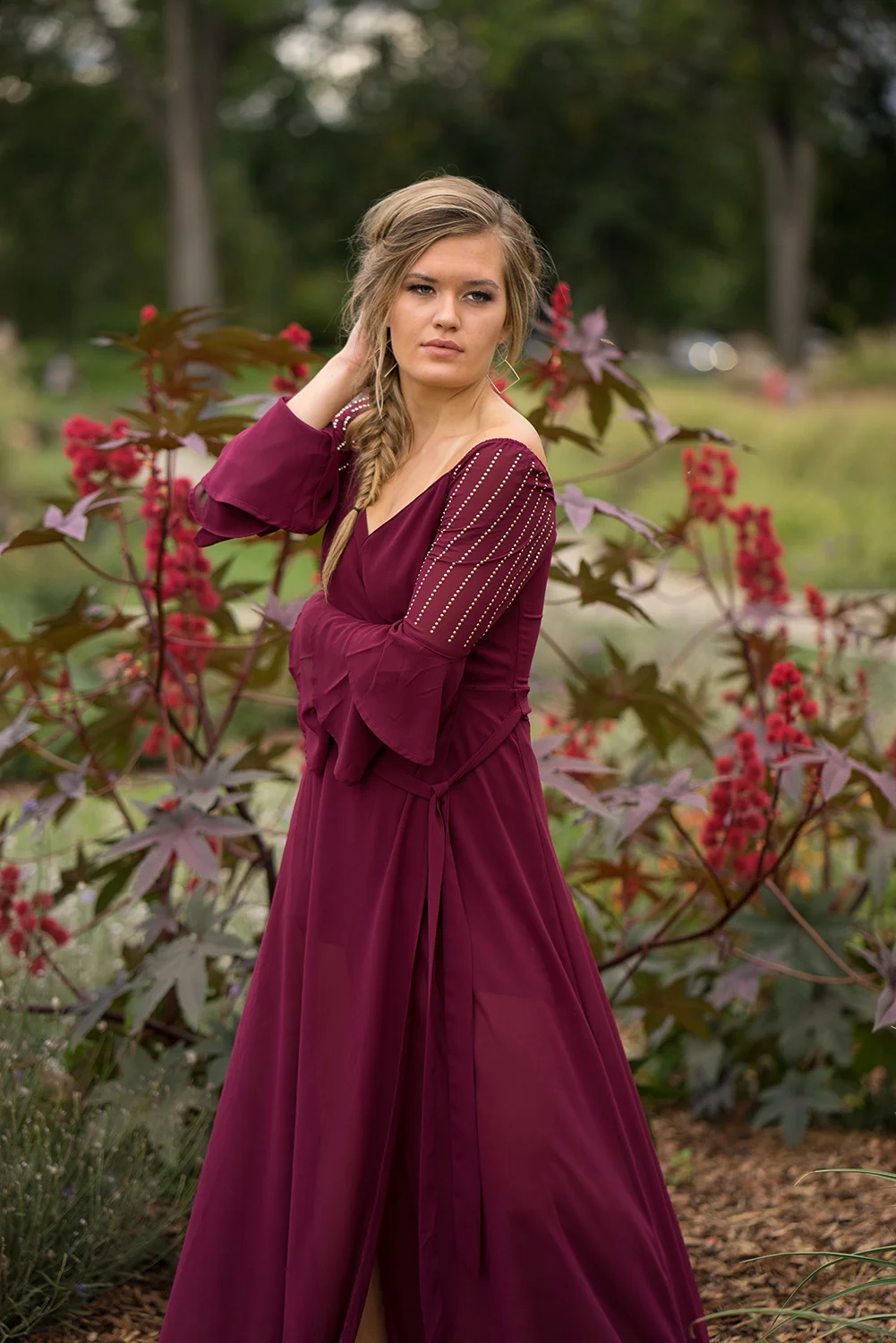 teen girl in garden - Danville senior portrait photographer