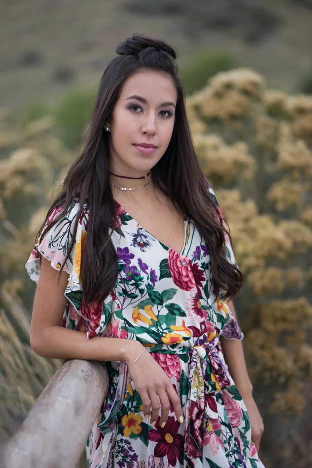 high school girl next to fence - Danville portraits