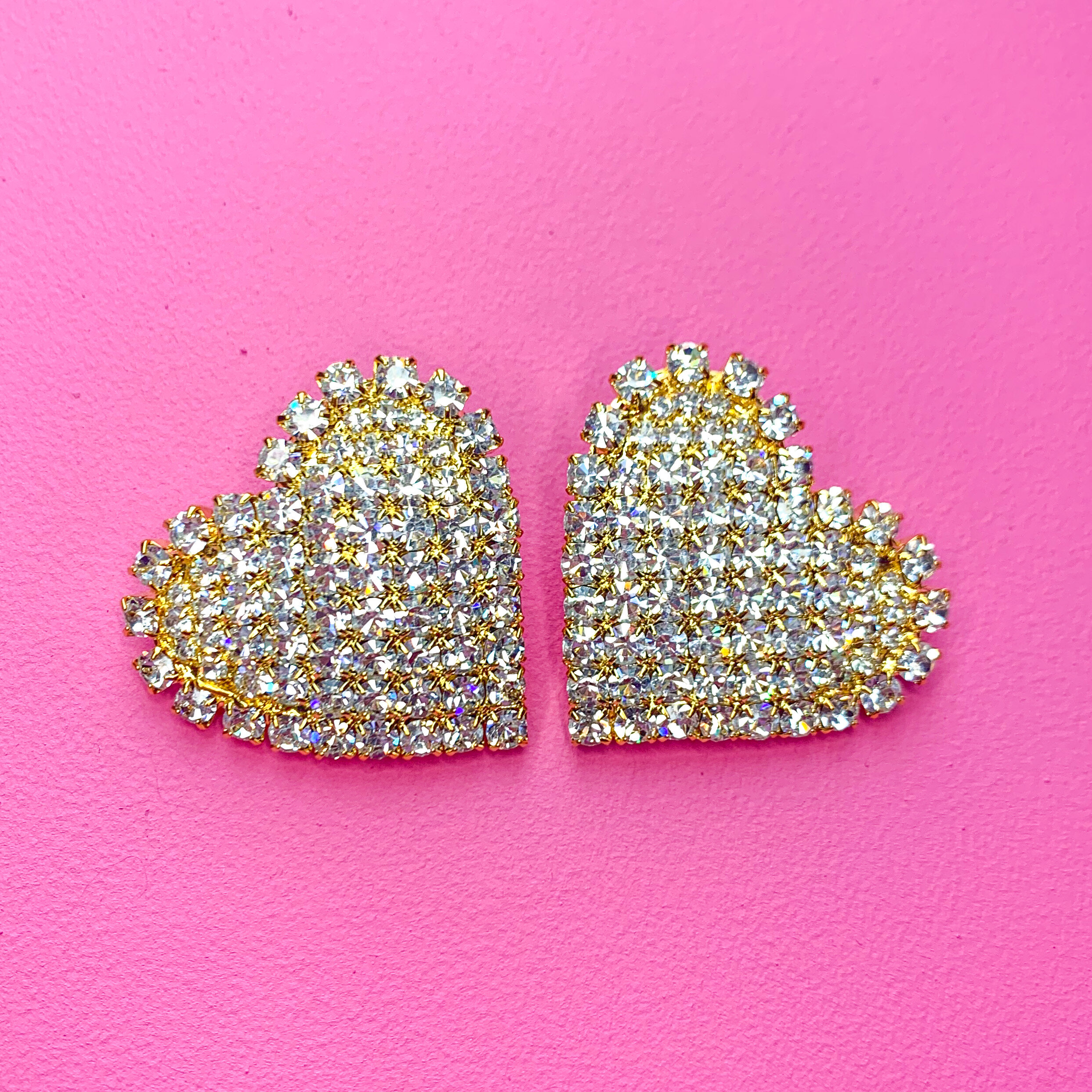 Heart on My Sleeve Oversized Studs in Clear