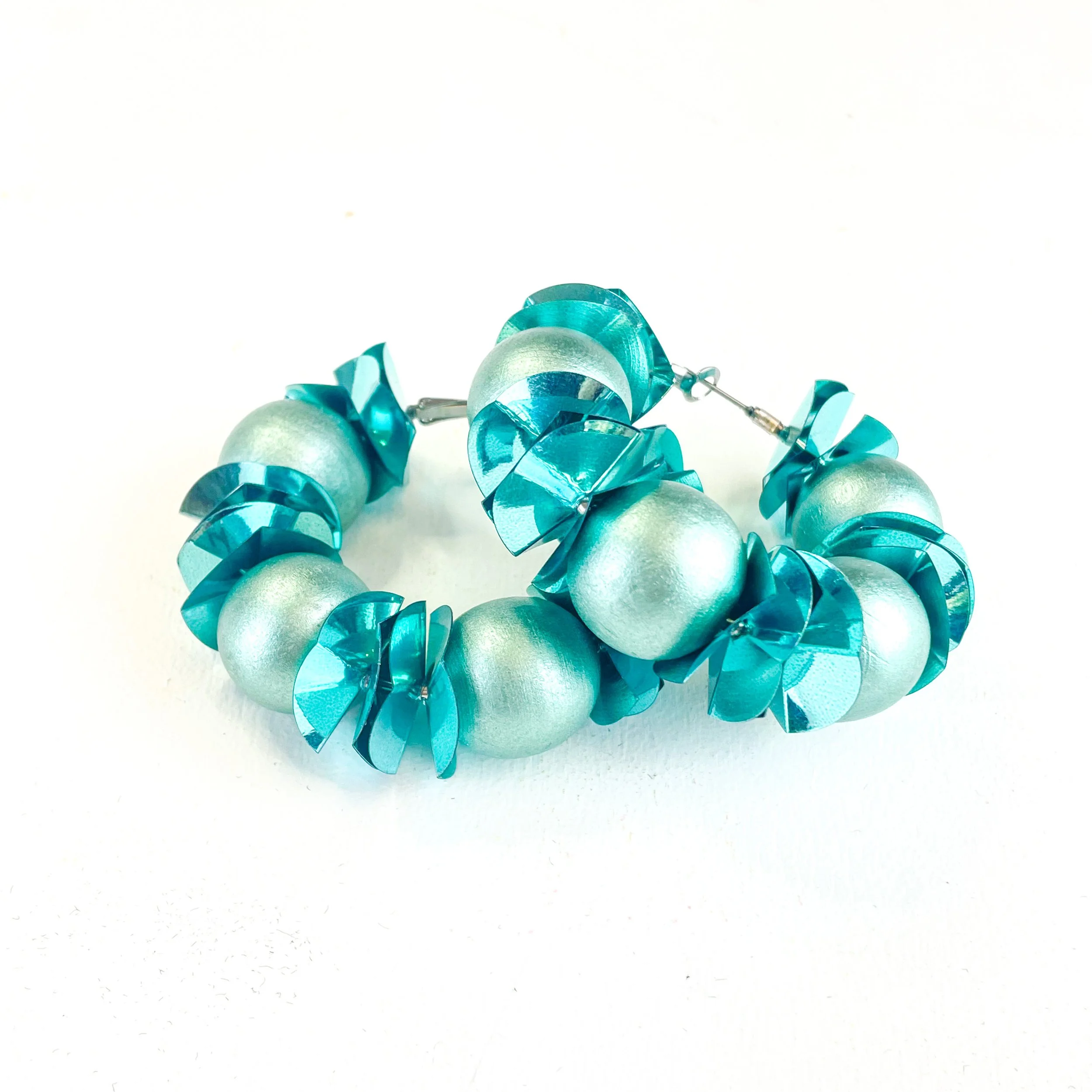 Pop of Color Earrings Metallic Aqua