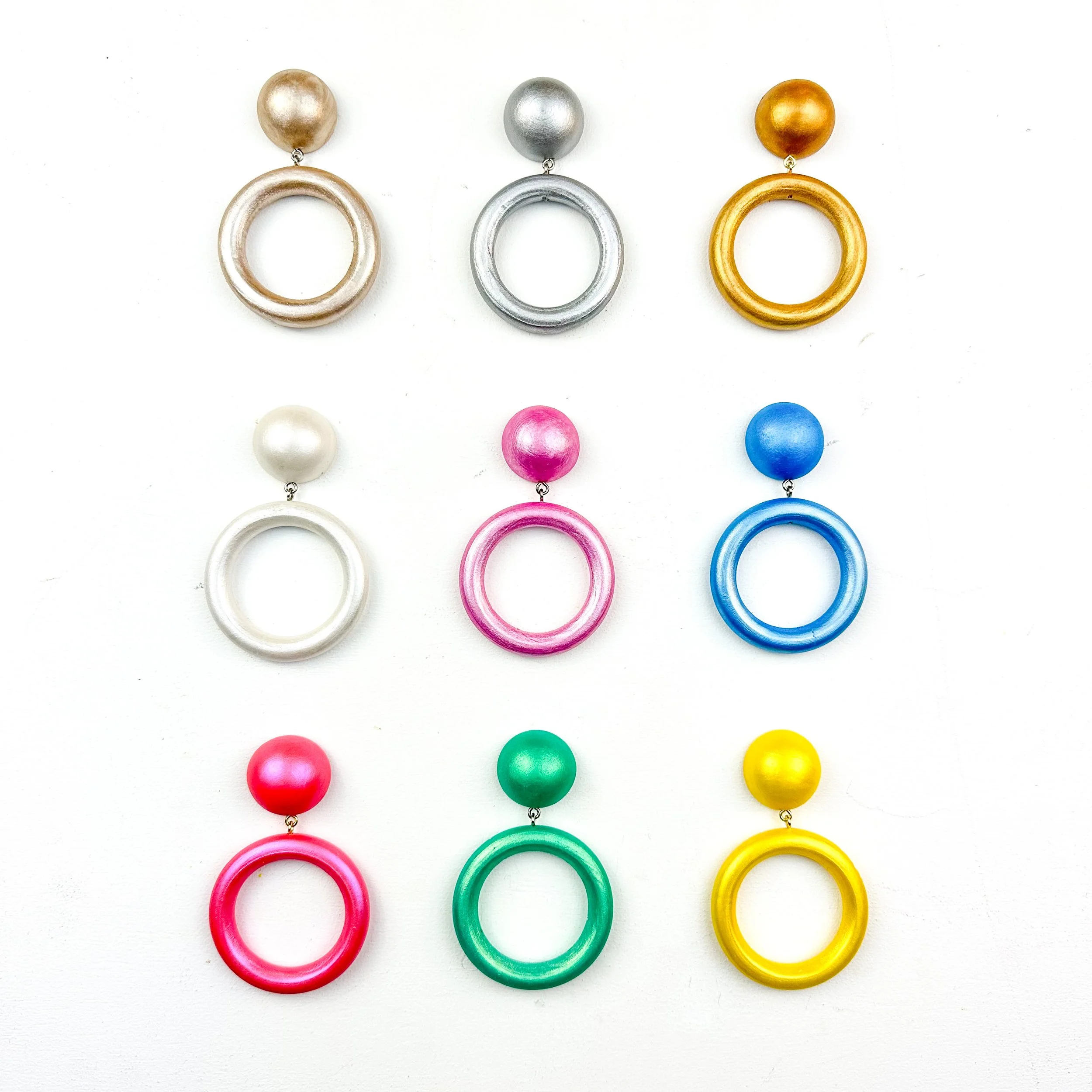Wood Drop Ring Dangle Earrings