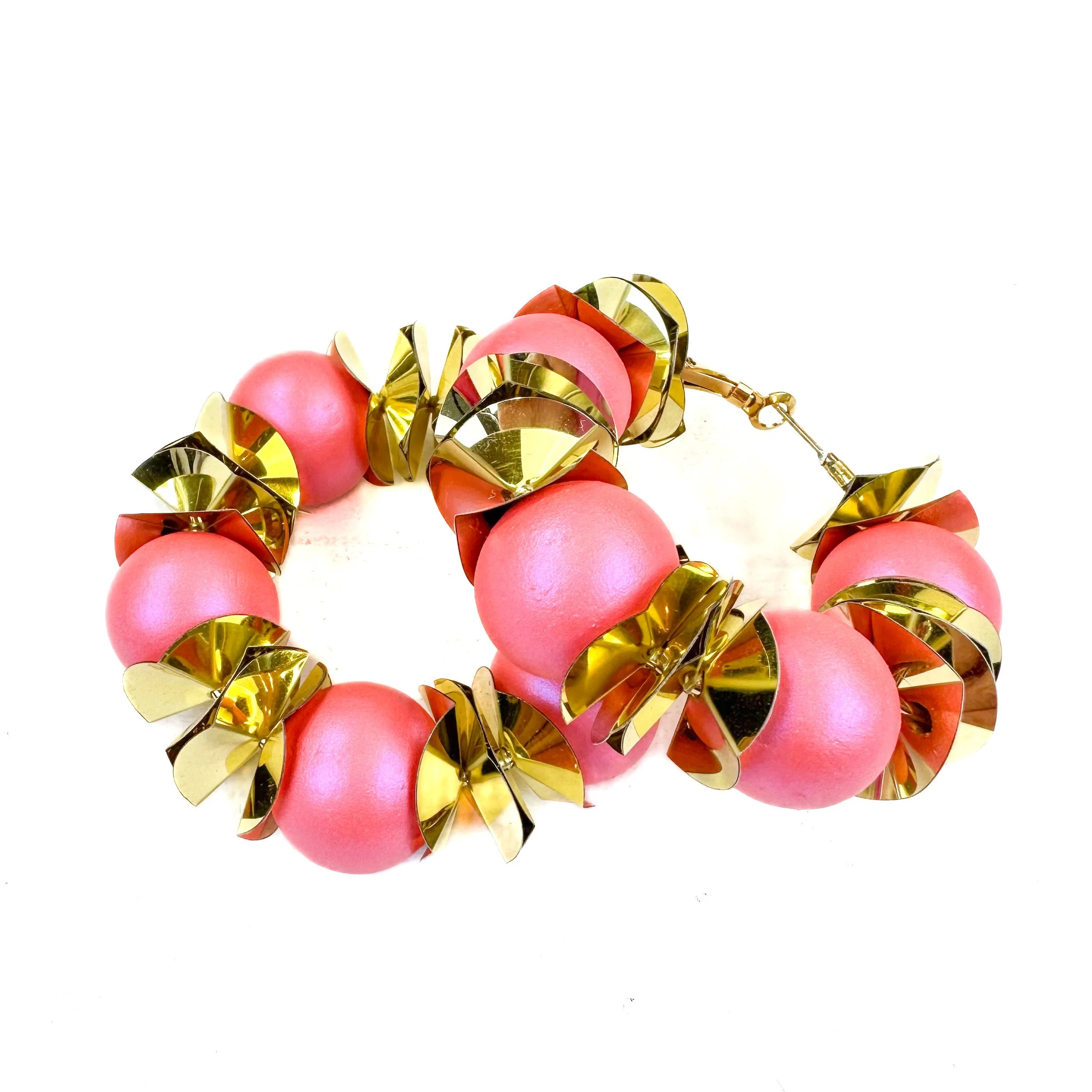 Pop of Color Earrings in Coral and Gold