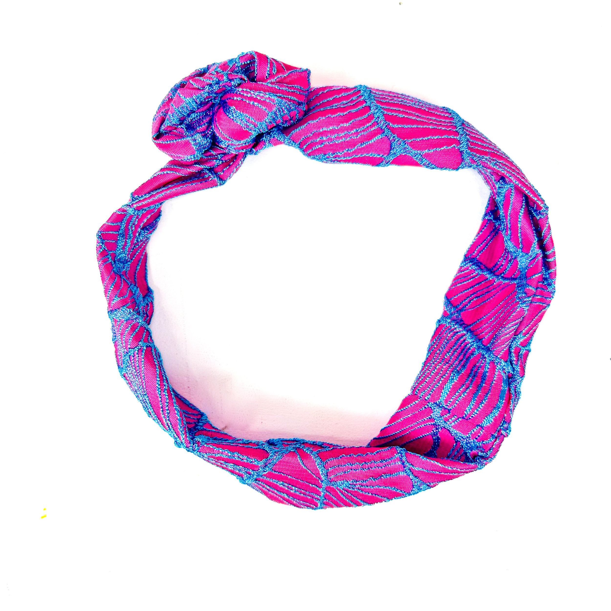 No Headache Headband in Pink and Blue Abstract