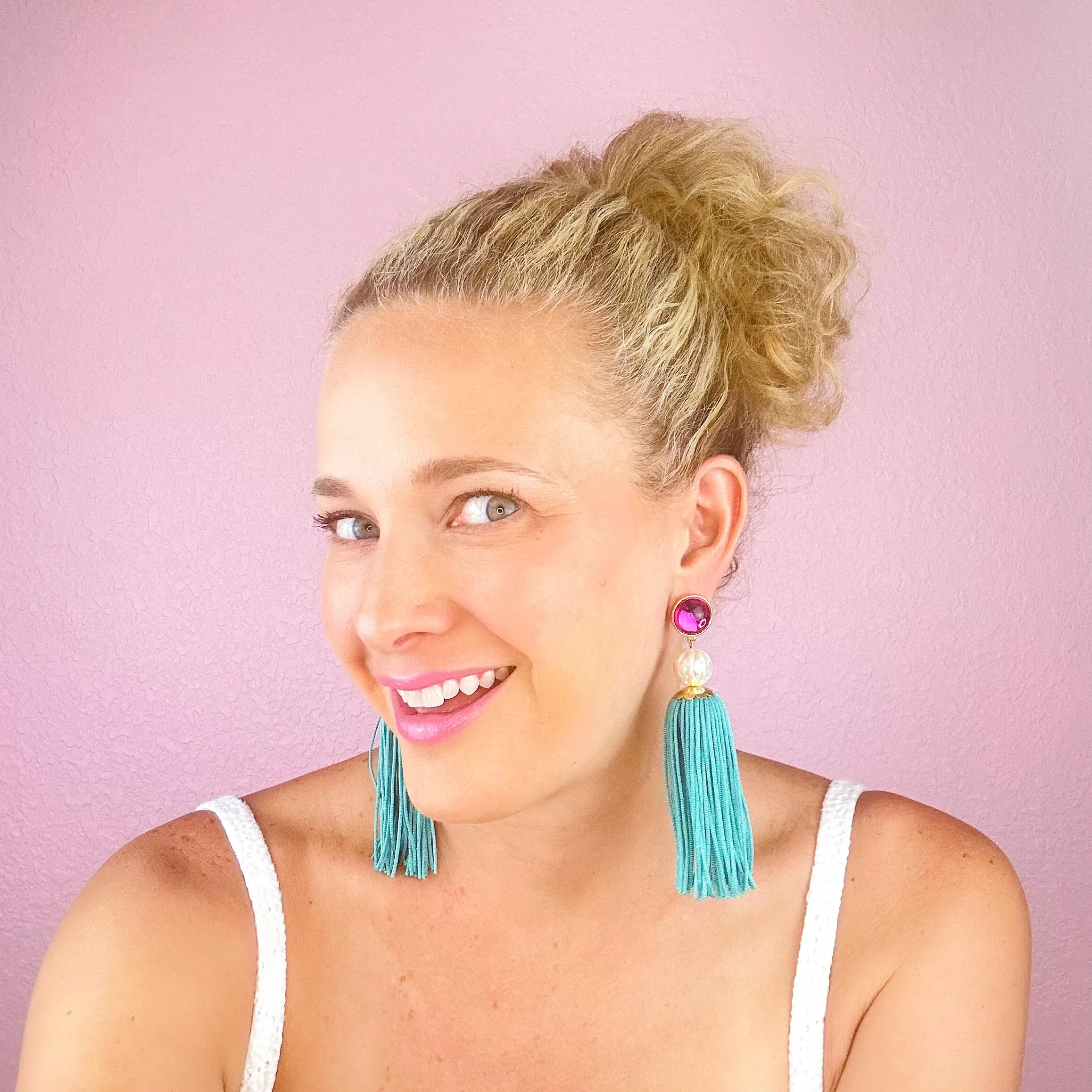 Tassel Earrings in Teal