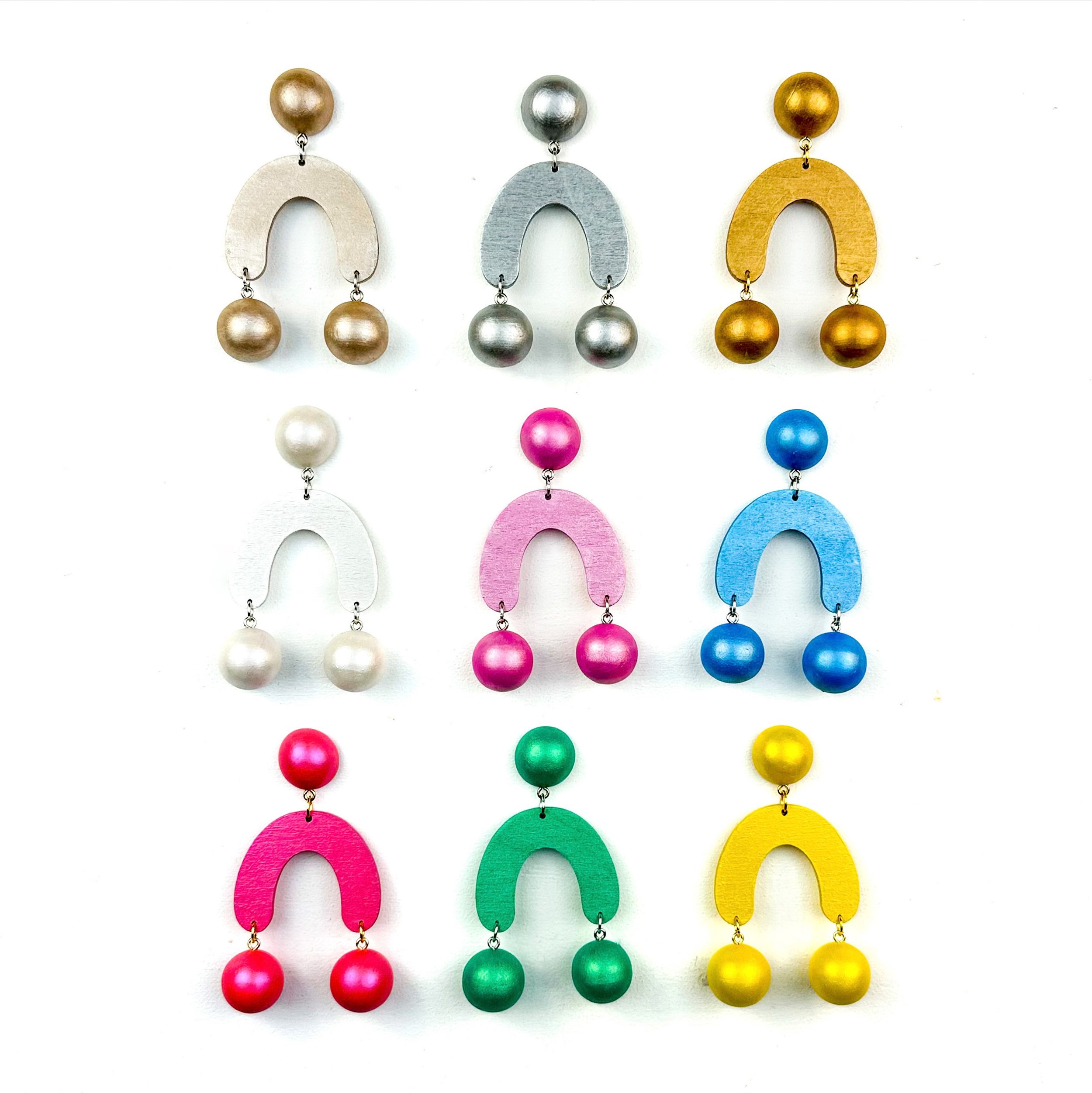 Wood Arch Dangle Earrings