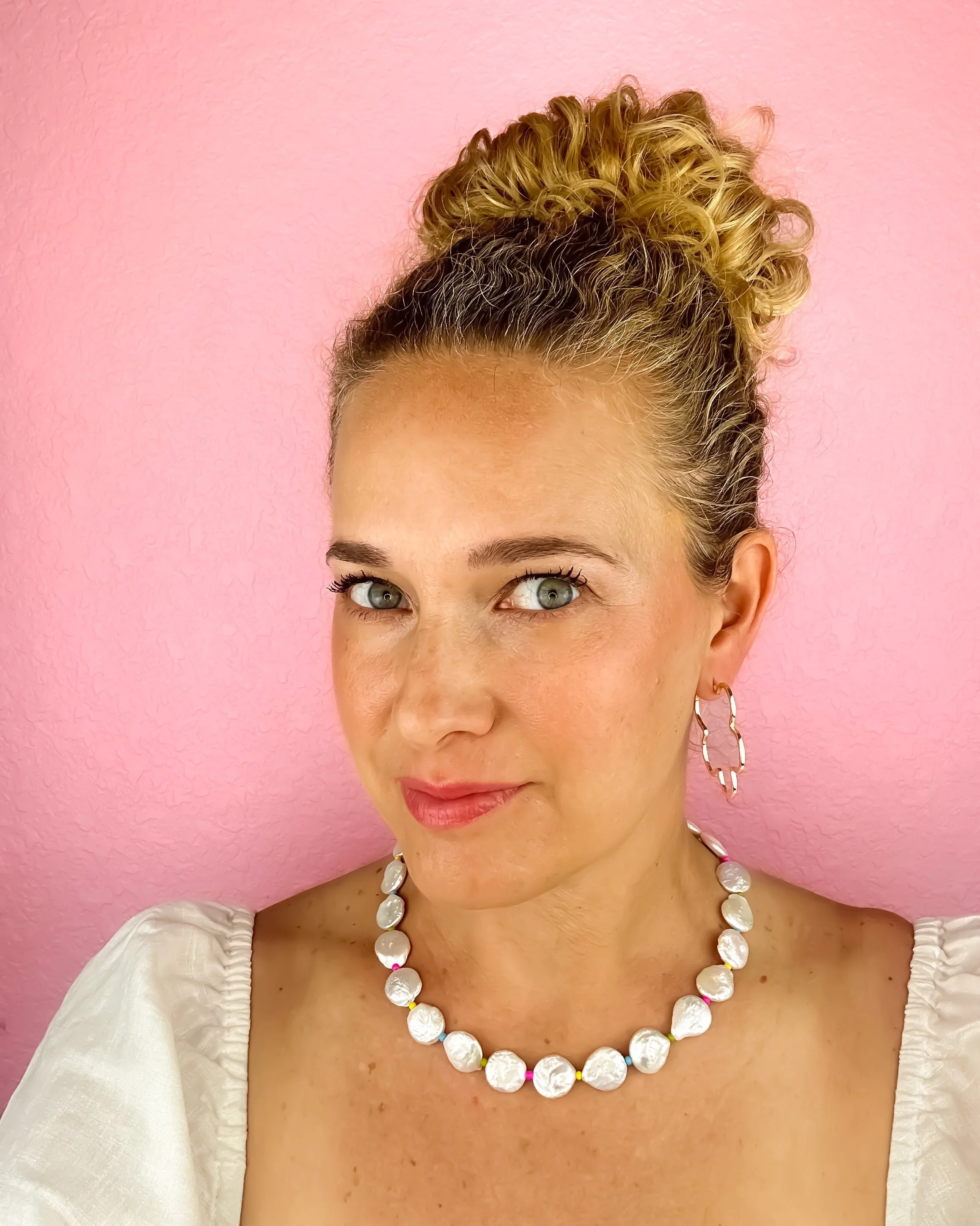 Rainbow Mother of Pearl Coin Necklace