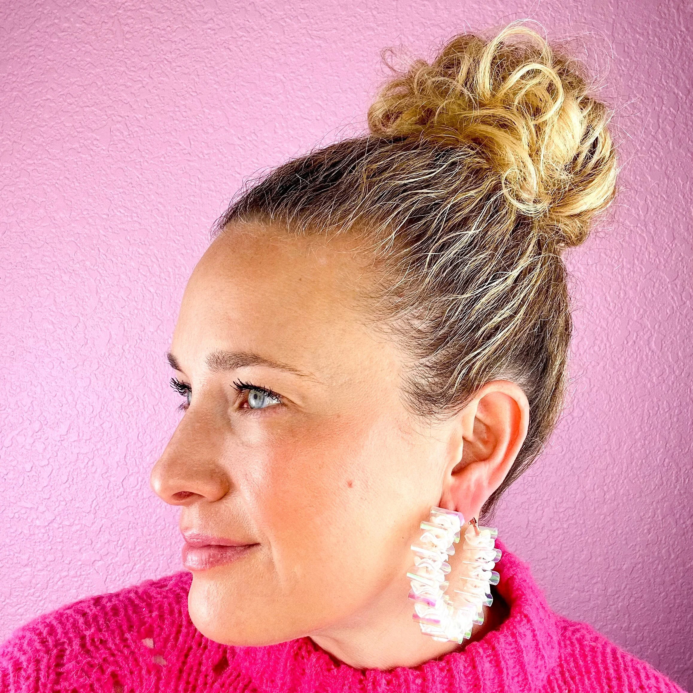 Iridescent Pearl Hoops