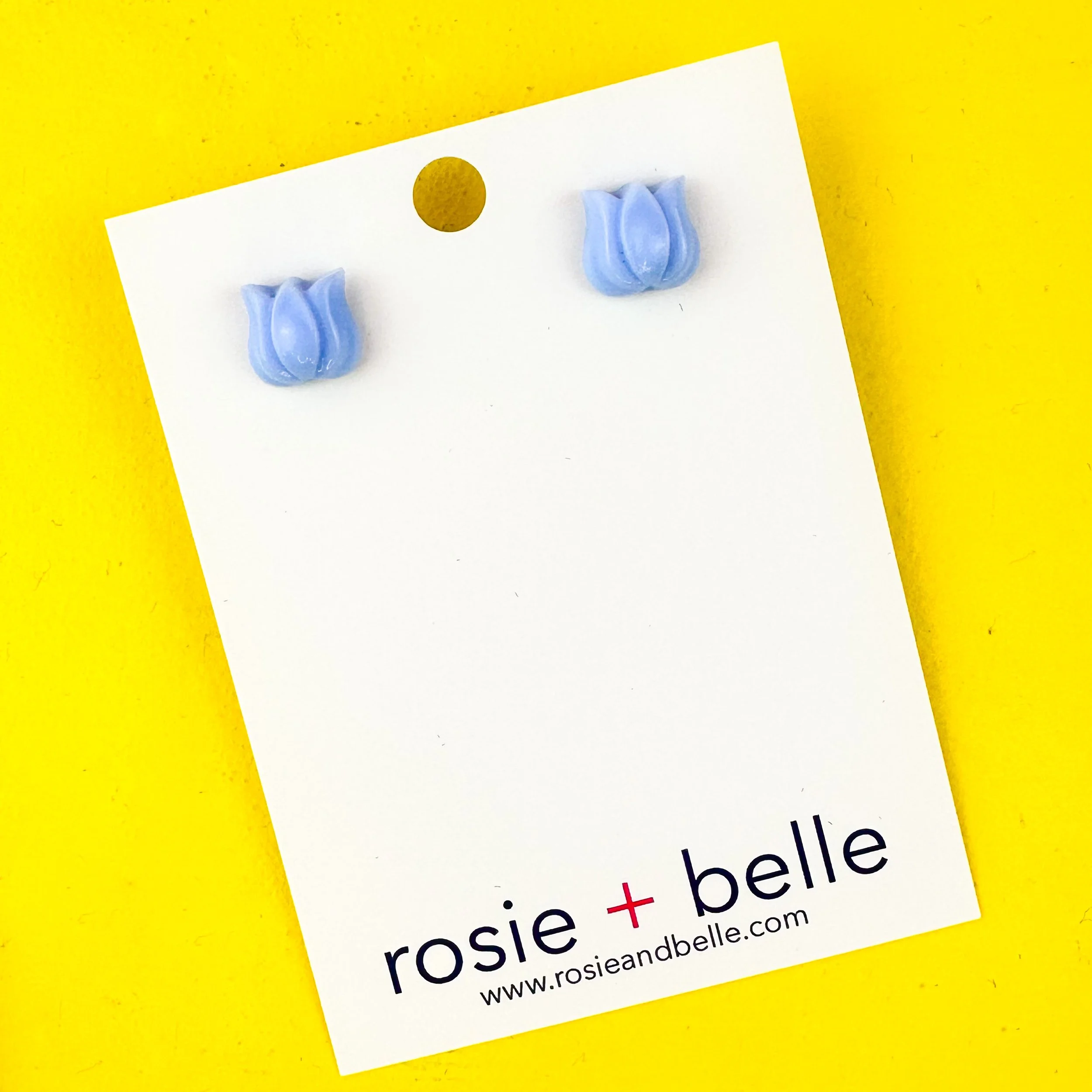 Periwinkle Tulip Vintage Button Earrings