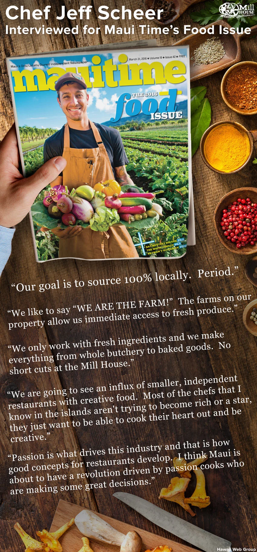 chef jeff scheer interviewed for maui time's food issue