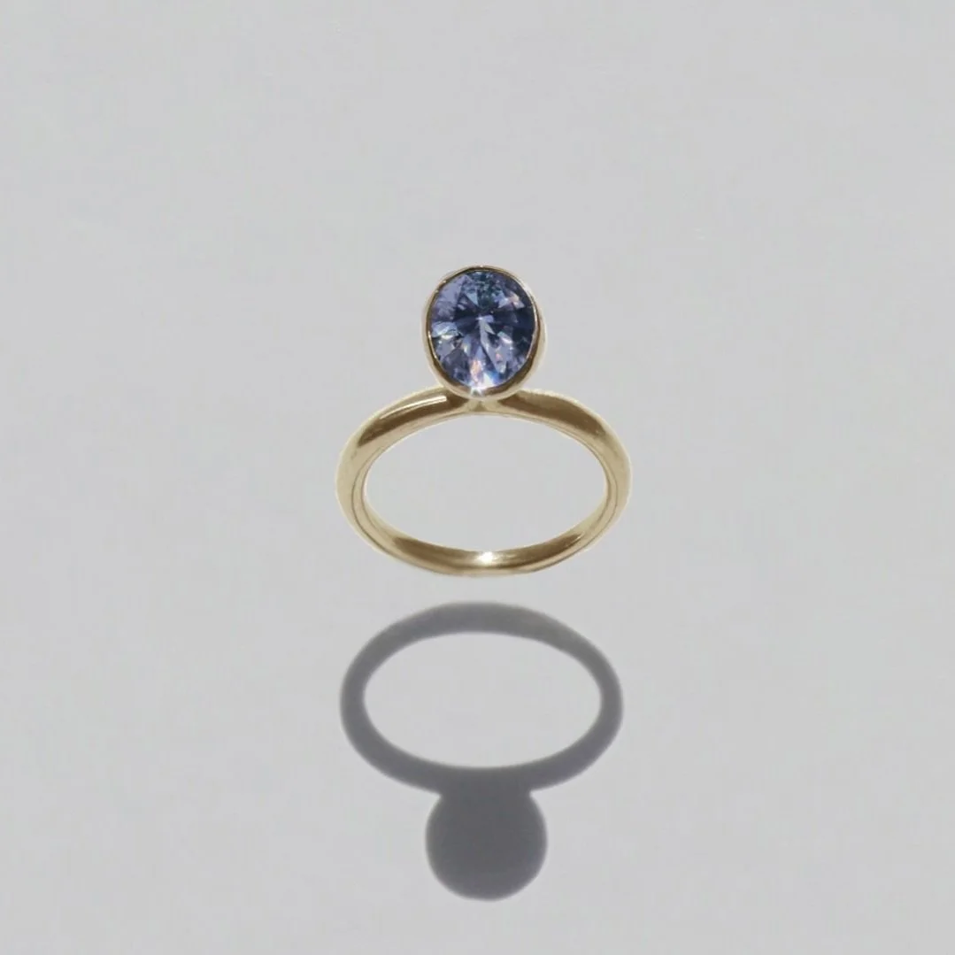 Alexandrite elevated in a fluid, sculptural setting. Designed to carry the energy of the gemstone.

Wear yours for intuition, creativity and transformation. Alexandrite changes color when worn, shifting between teal, blue and purple in natural and in