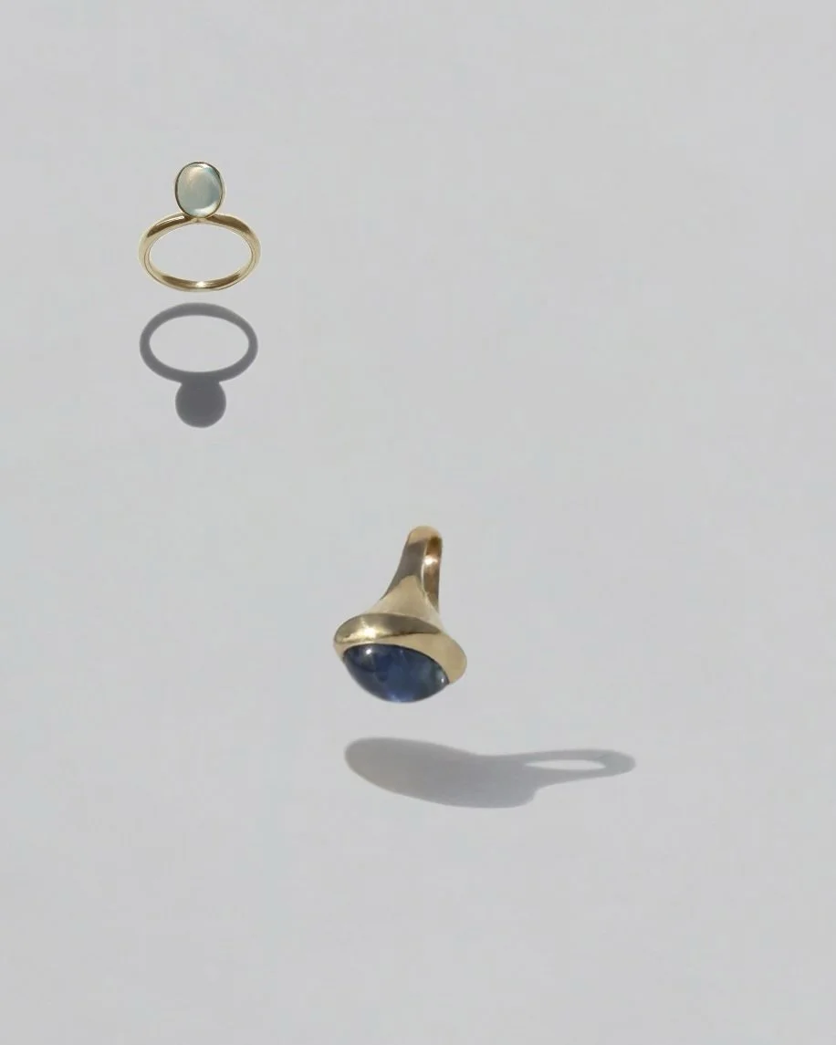 Shop gemstone solitaires and seals inspired by water towers. Available in natural and lab-grown gemstones. Wear yours in multiples or alone.
Both the rings and the charms are designed to be collected and layered over occasions.
Shop the entire collec