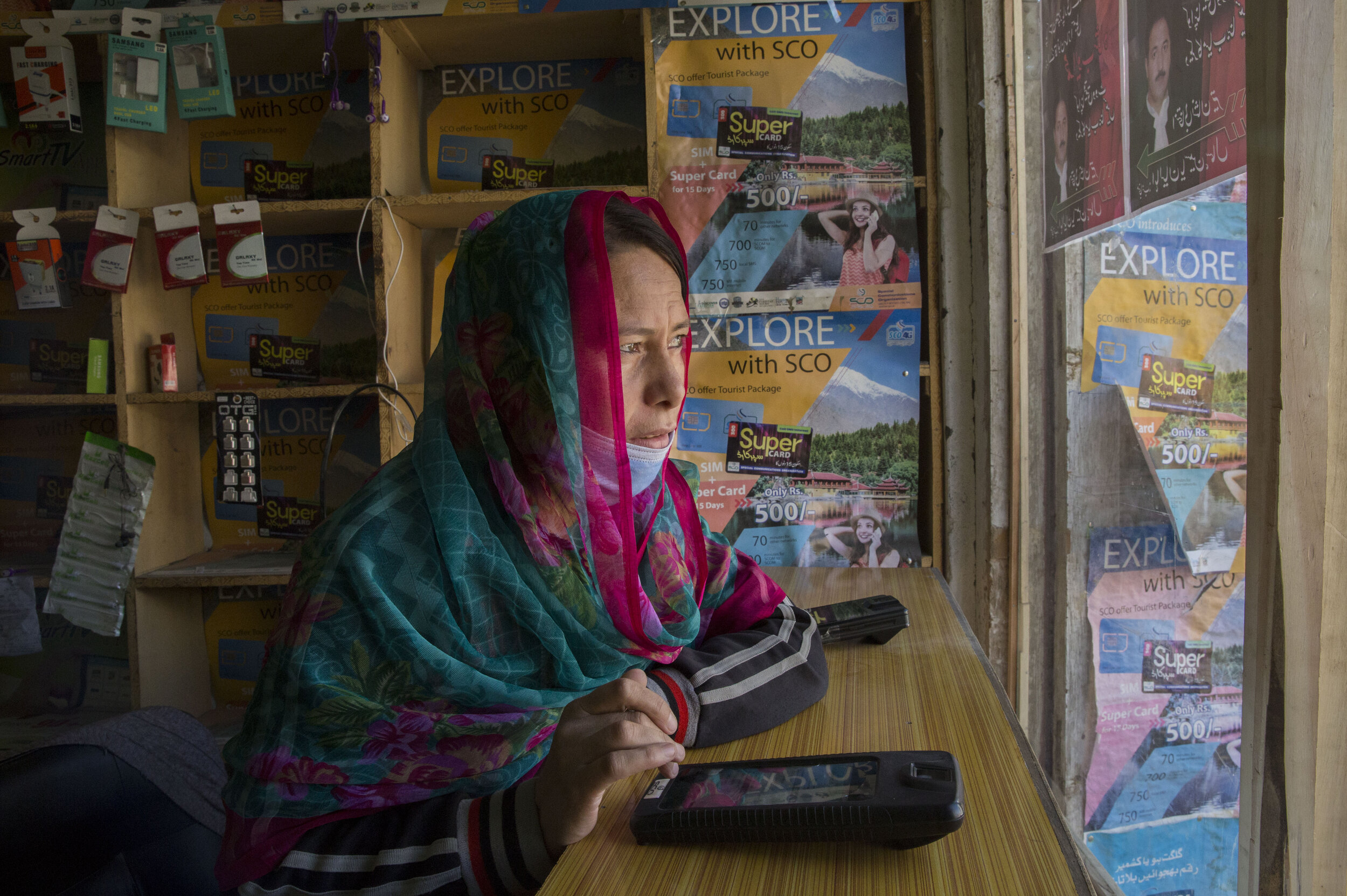  Farhad Bibi sells SIM cards from her own shop as only SCOM works in Gilgit-Baltistan. 