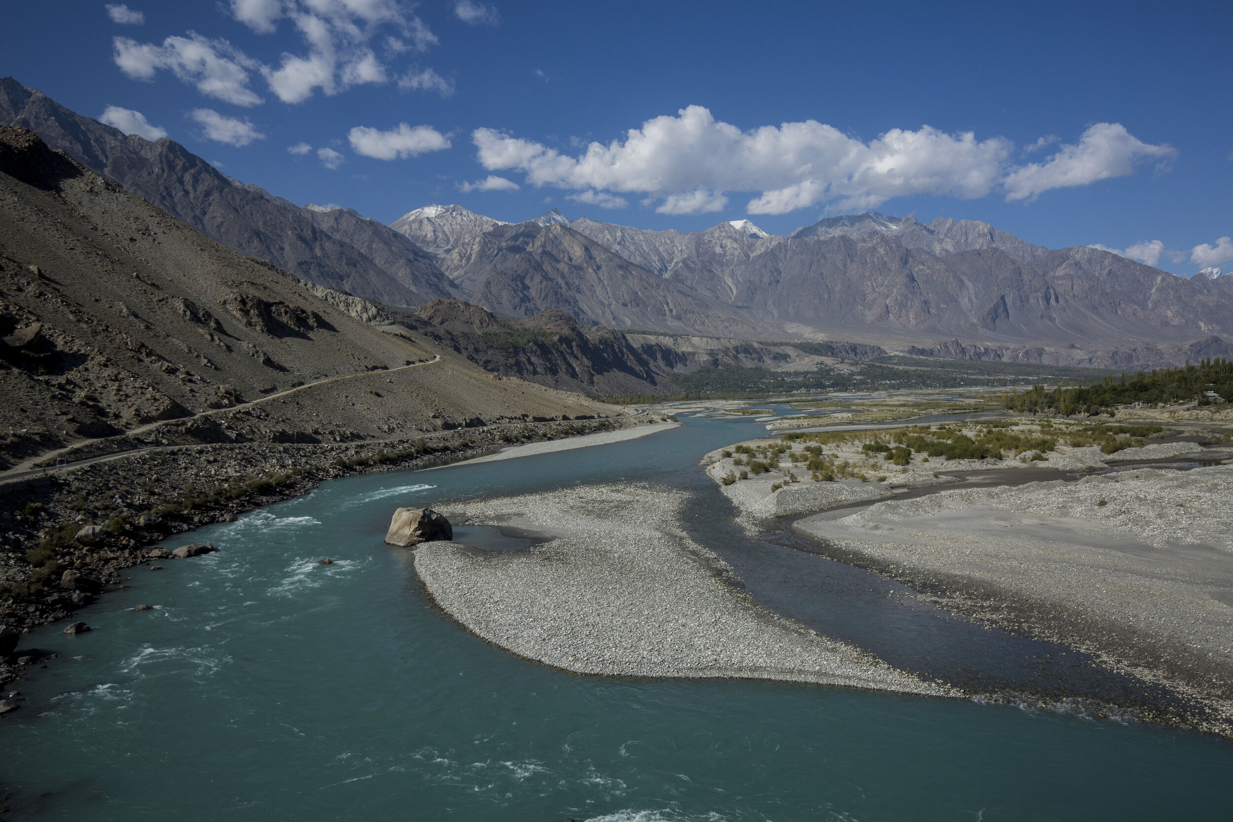  Gilgit River runs along the highway towards Yasin Valley, an area with extremely poor internet access.    