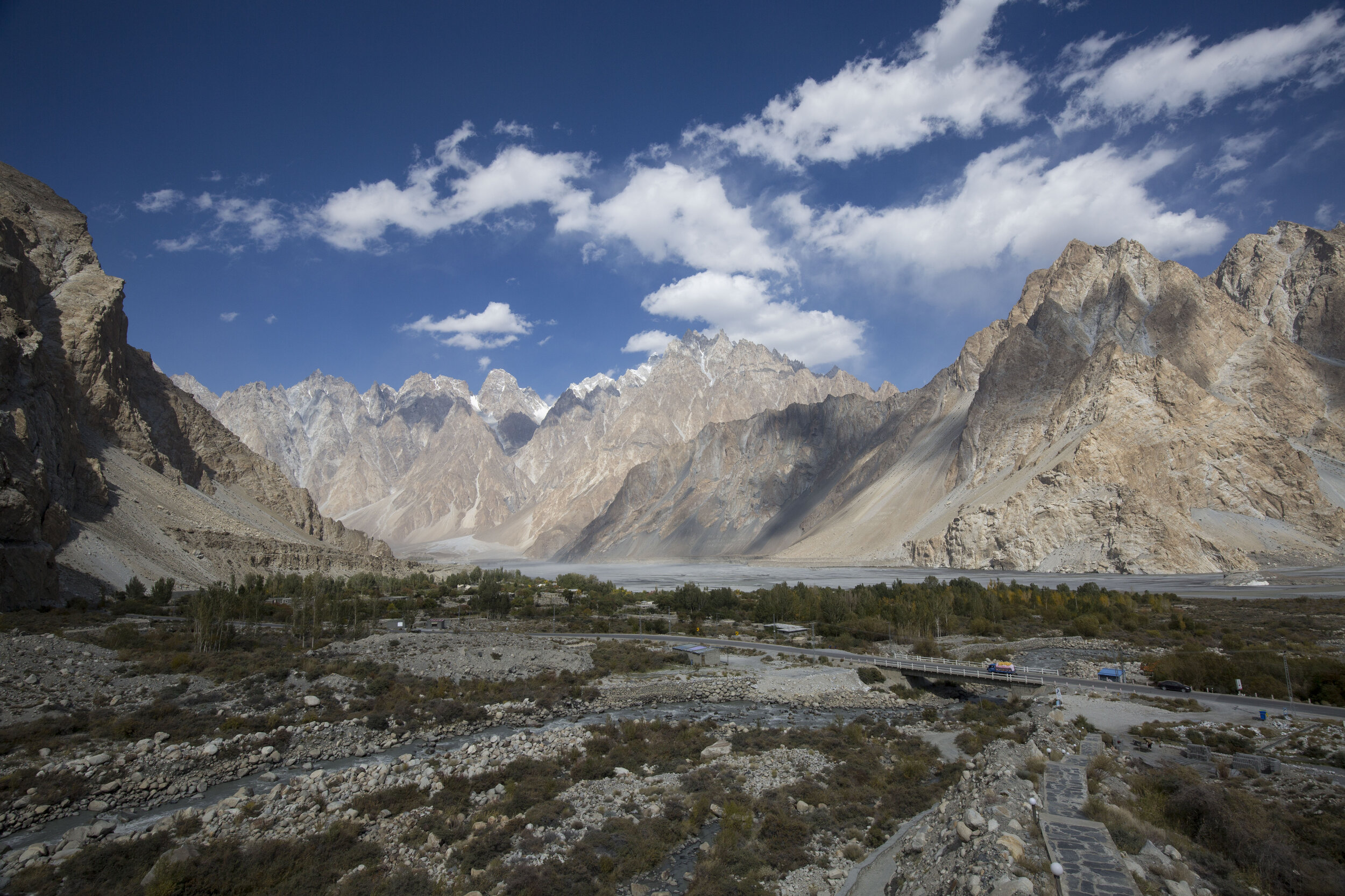  A view of the Passu cones from a cafe where locals visit to use the free Wifi.  