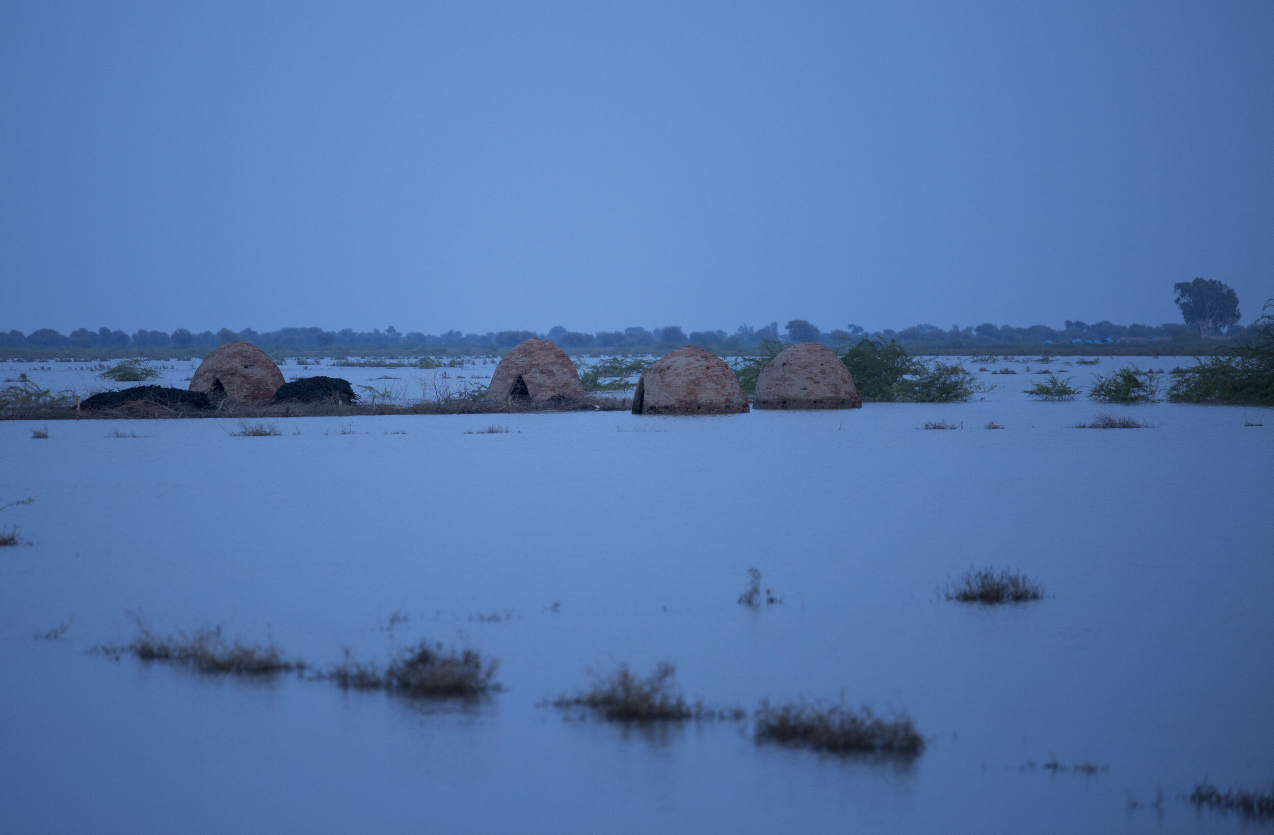  A virtually submerged village in one of the worst affected areas. 