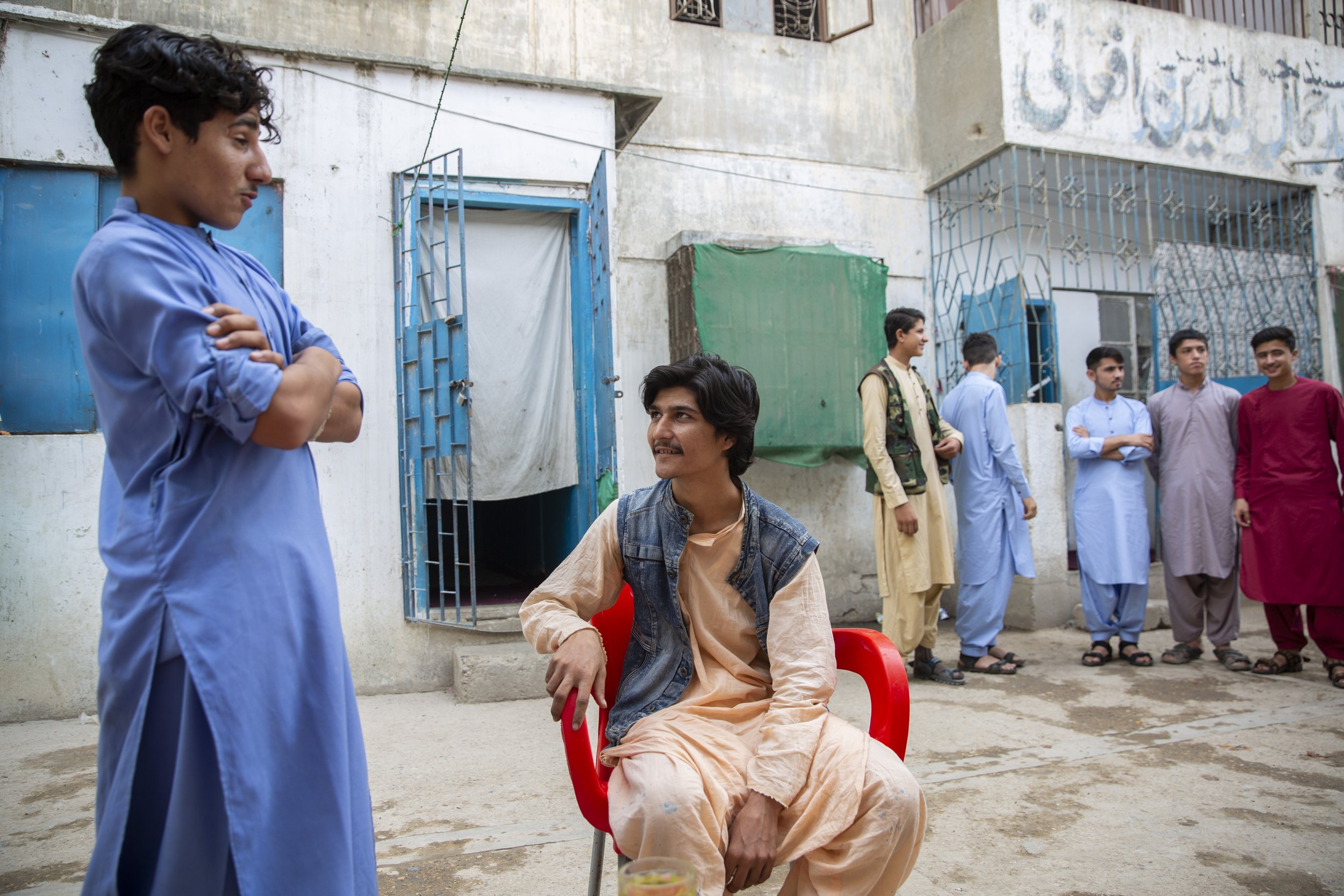  Samiullah with Umair, left, who arrived from Kabul two months ago, where he used to work at a pharmacy.  