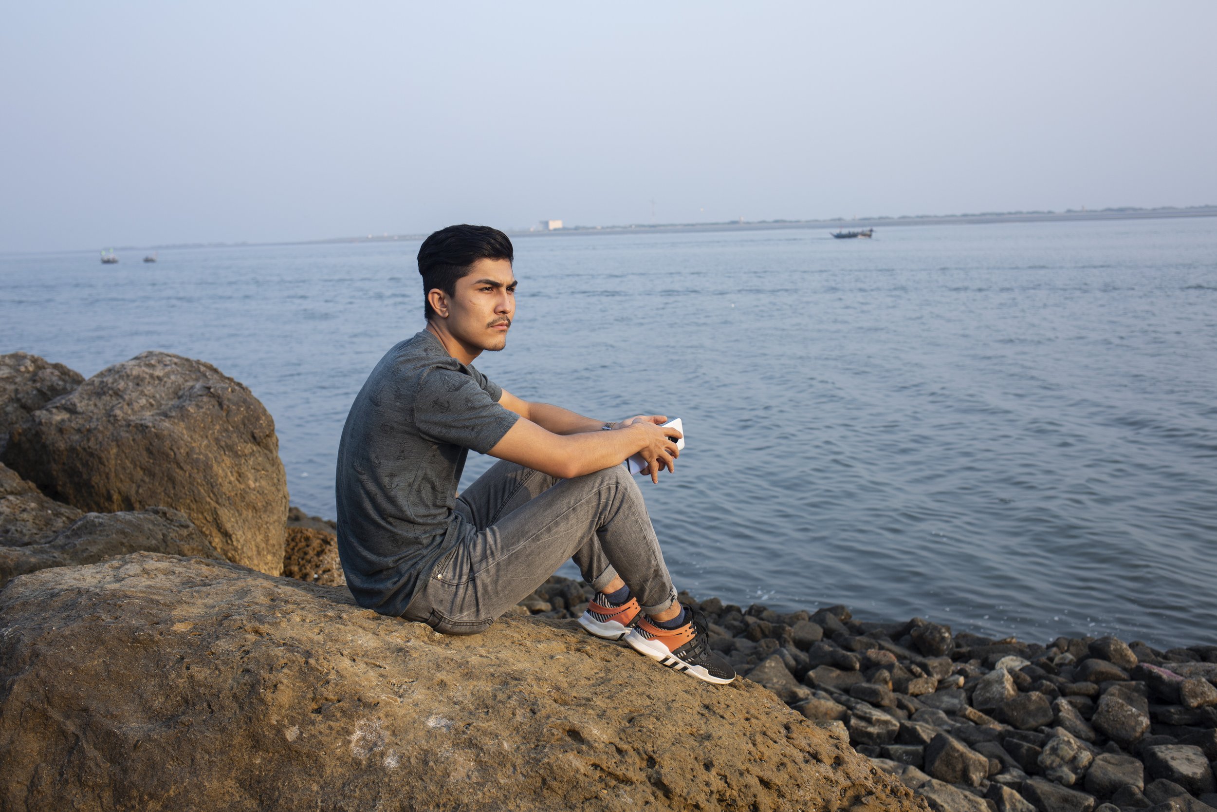  Madad Ali, a young Afghan who works in software development in Pakistan, says he goes to the beach “to overcome depression.”  