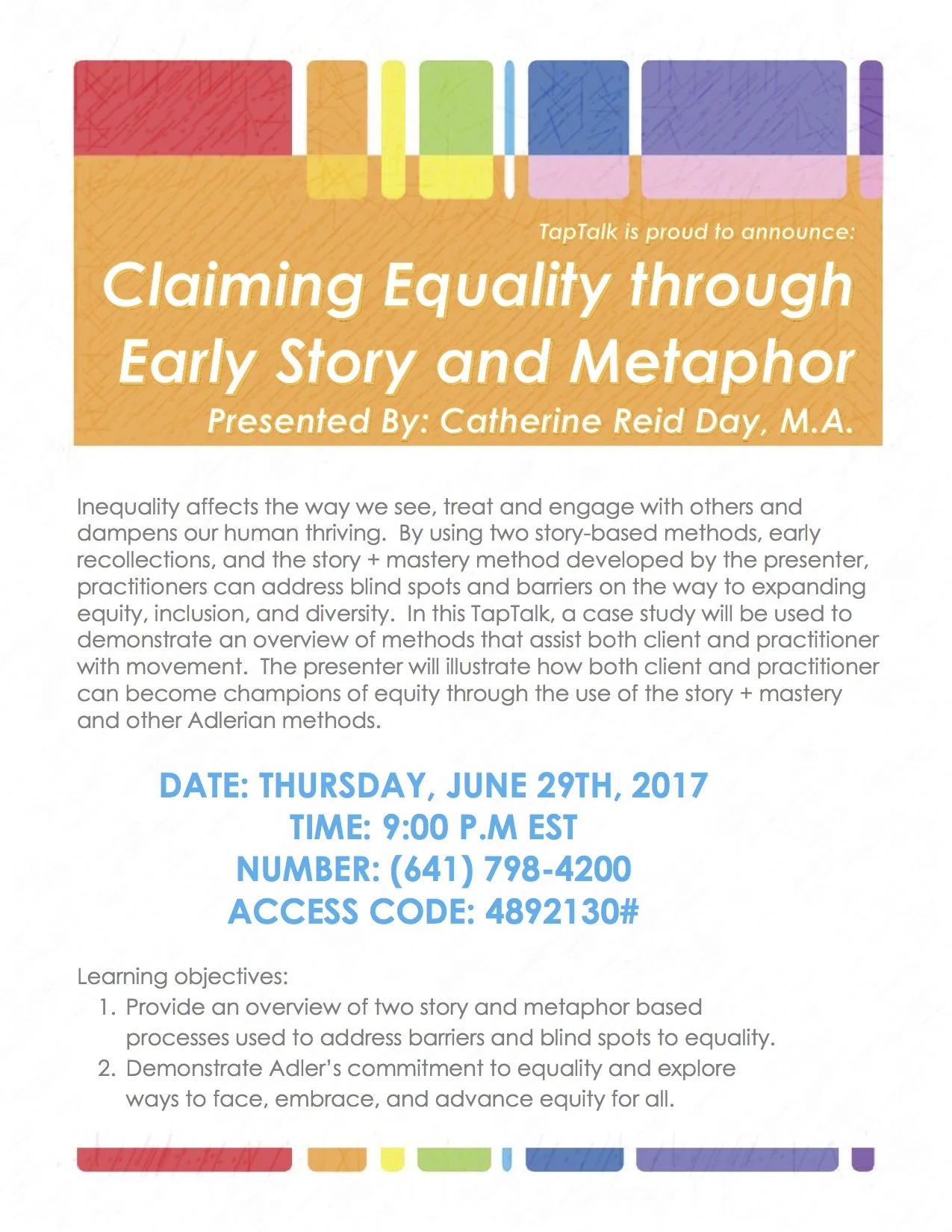 Upcoming talk on story and metaphor for equity in leadership