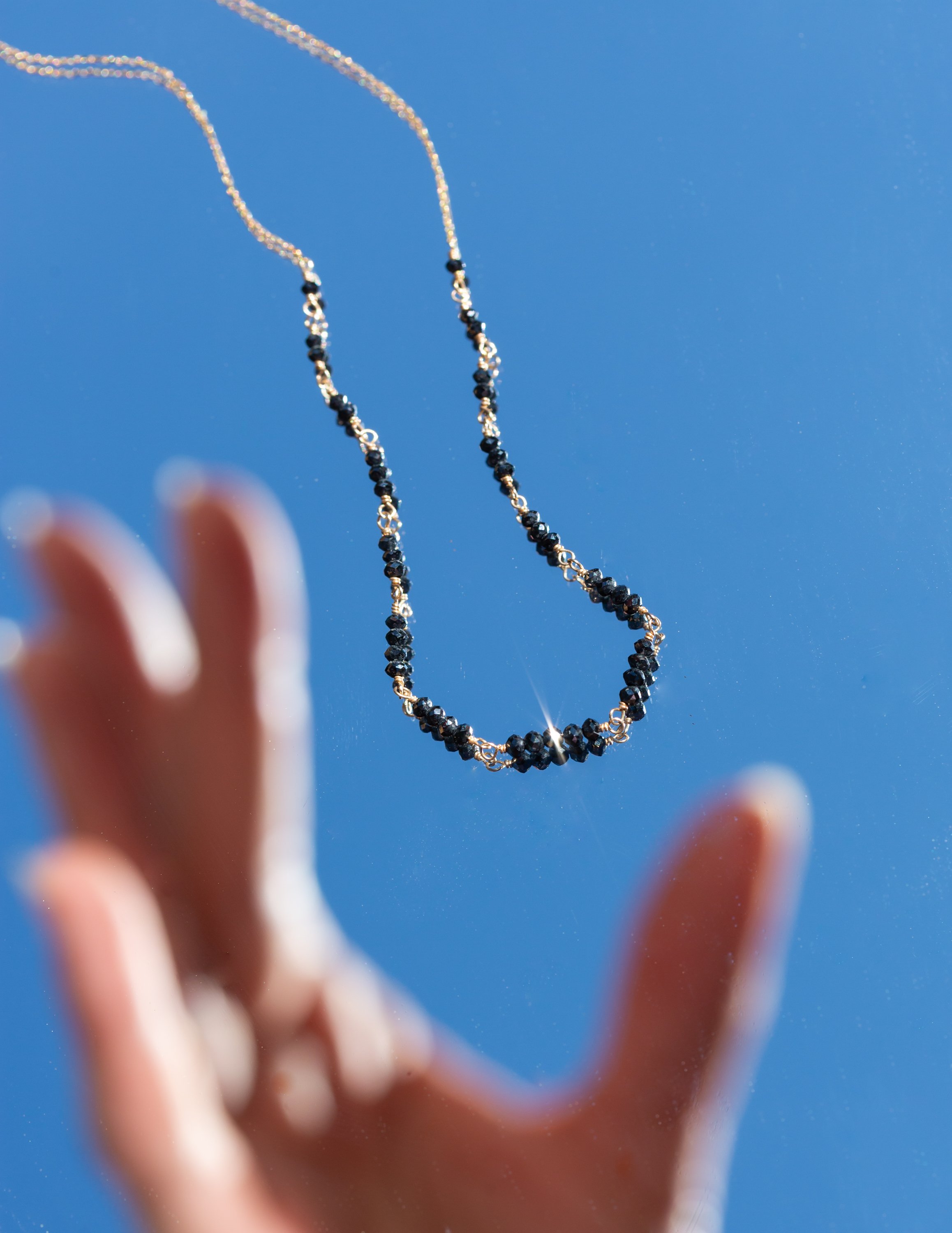 raw black diamonds and solid gold necklace