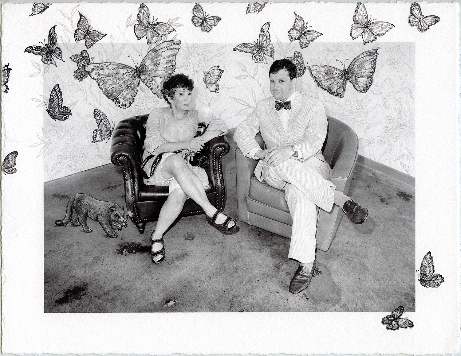 "Bushwick Chronicle – Meryl Meisler and James Panero with Butterflies" Illustrated Photography © Meryl Meisler 2016