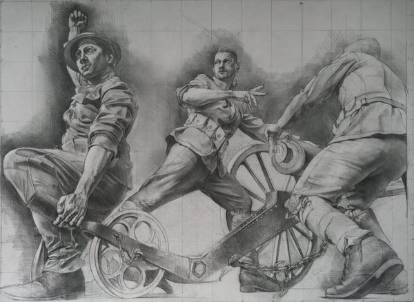Concept for Wheels of Humanity , a sculpture by Sabin Howard to be displayed at the National World War I Memorial in Washington, D.C