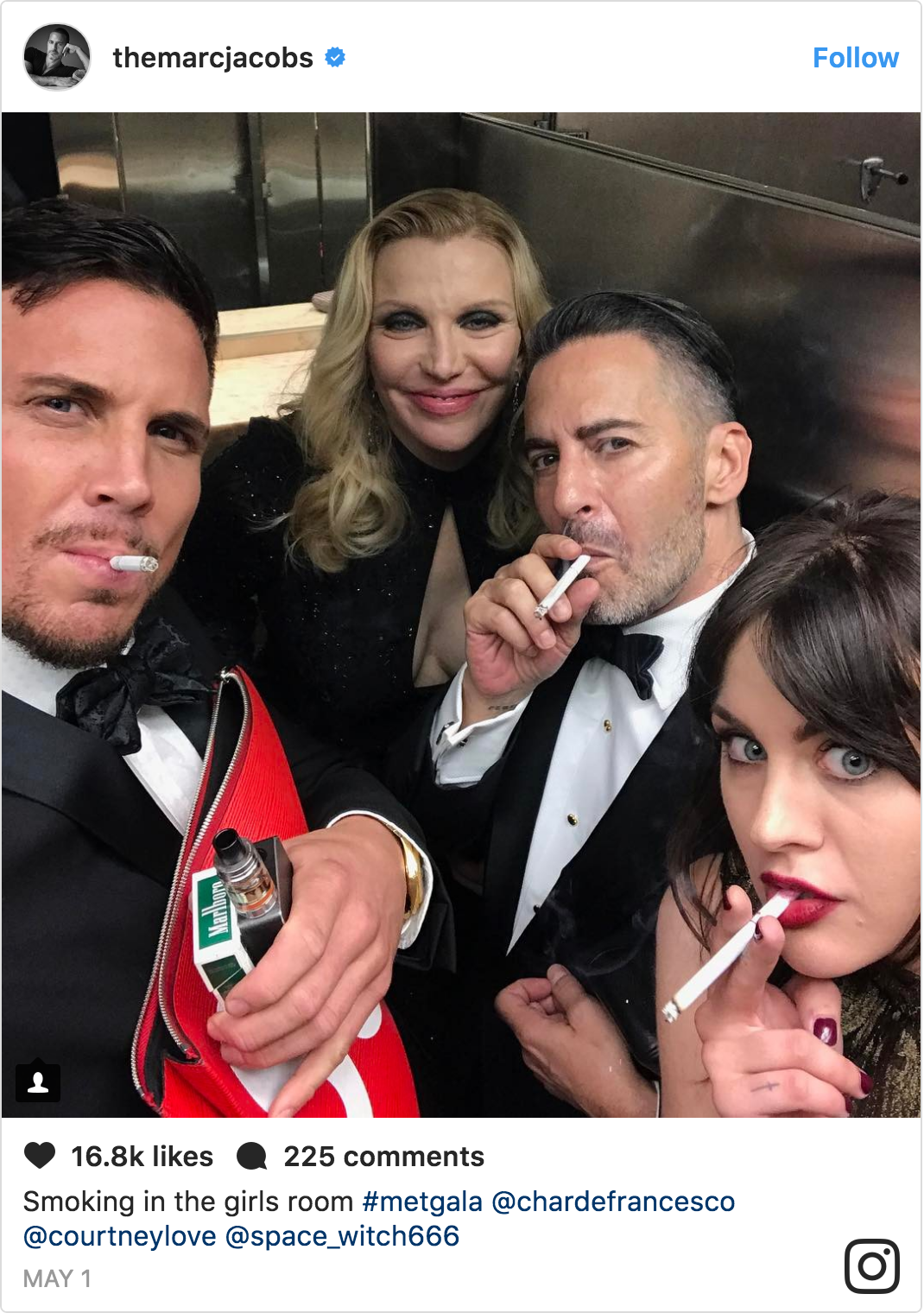 Tweet from the 2017 Met Gala by Marc Jacobs