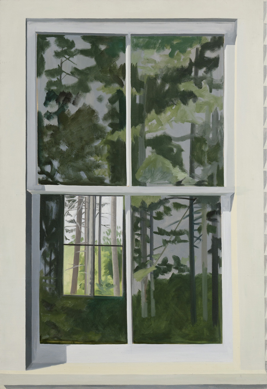 Lois Dodd , View Through Elliot’s Shack, Looking South, 1971 , Oil on linen , Alexandre Gallery.