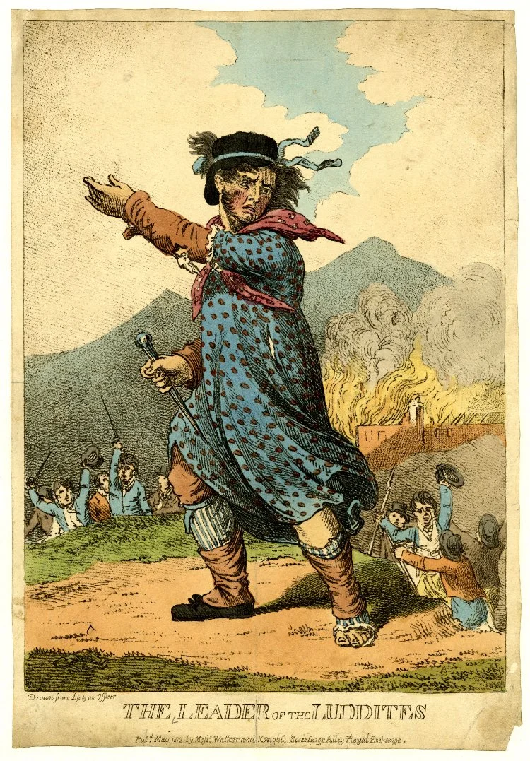 The Leader of the Luddites, 1812 , Hand-colored etching , British Museum, London