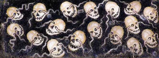A close-up of “the Envious,” The Last Judgment , ca. twelfth century, Gold and glass mosaic.