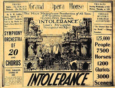 DW Griffith's masterpiece Intolerance was a major event at the Grand 