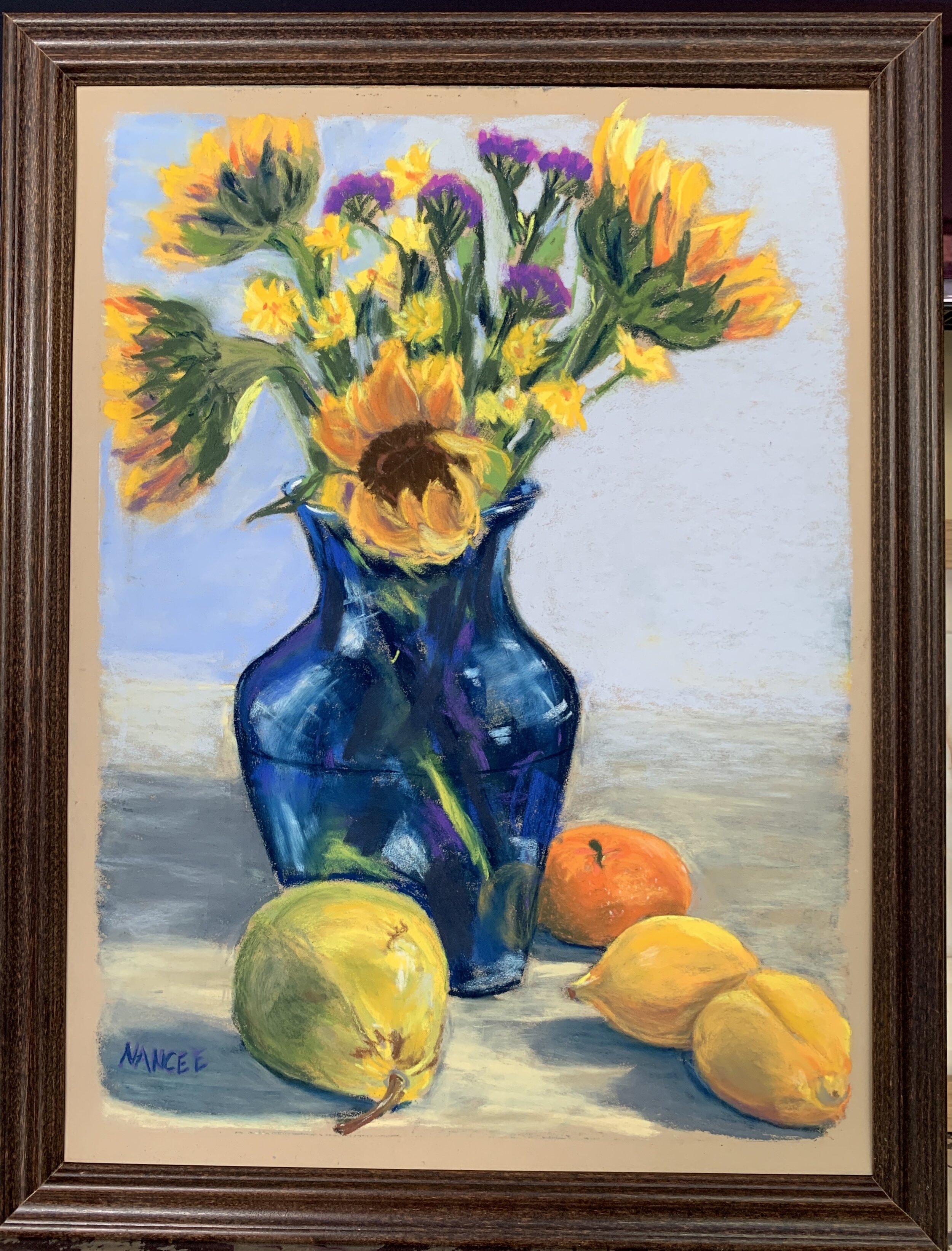 Sunflowers in Blue Vase