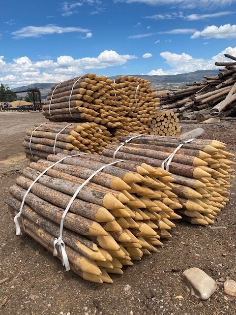 Custom wooden posts fresh from the mill and ready to be turned into beaver dam analogues at the Swaner Preserve--and just in time for back to school season with all the "giant pencils" you need!