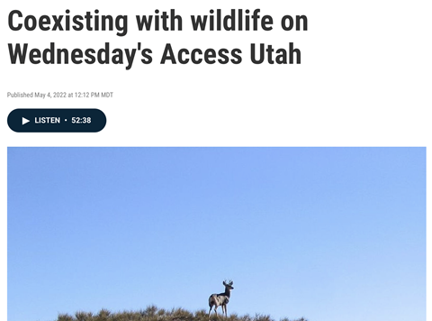 Coexisting with wildlife on Wednesday's Access Utah