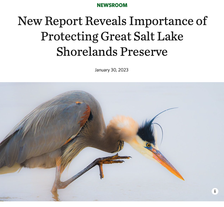 New Report Reveals Importance of Protecting Great Salt Lake Shorelands Preserve