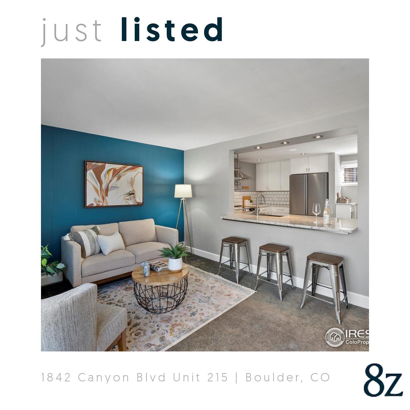 Freshly listed in downtown Boulder, this remodeled condo is all of the things: adorable, updated, and centrally located. Message me if you have questions or want to come take a look!