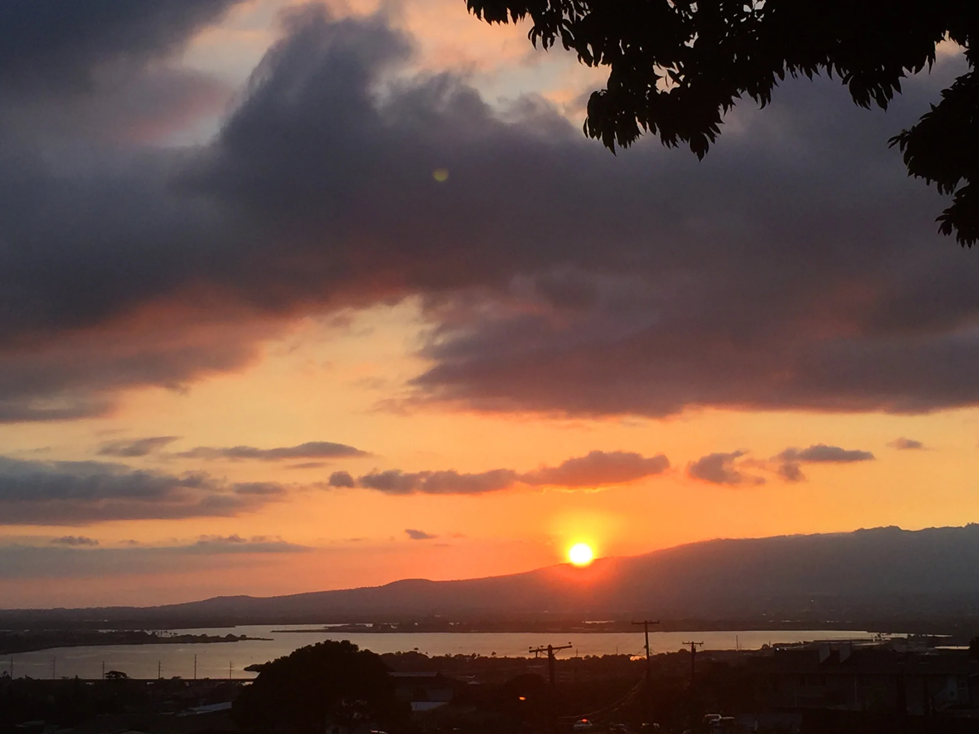 My first Hawaiian sunset and lai made for me by a lady at church!