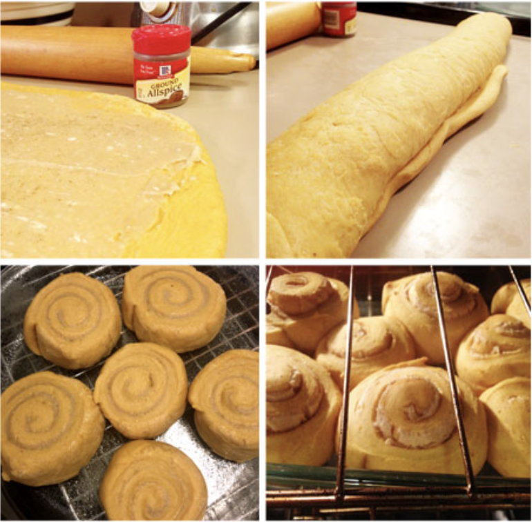 Pumpkin Cream Cheese Rolls w/ Caramel Glaze