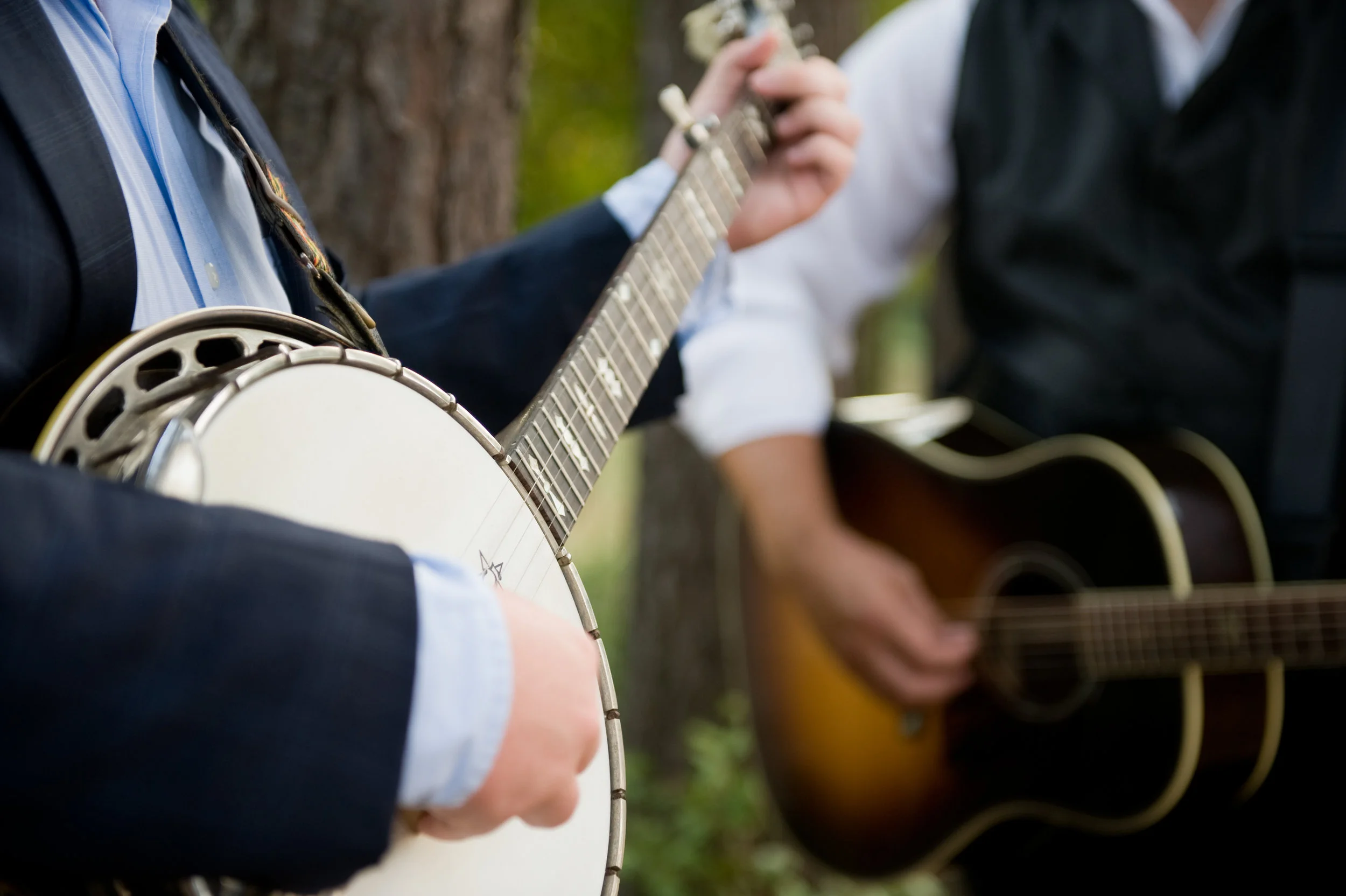 Do you play an instrument that you can pick? Head over to The Blennerhassett Island's Pickin' in the Park , every first and third Sunday through October, from 1-4 pm. Here, Jake Eddy and Steve Hussey practice their music together, in preparation for their new album release in October. Photo by Michelle Waters .
