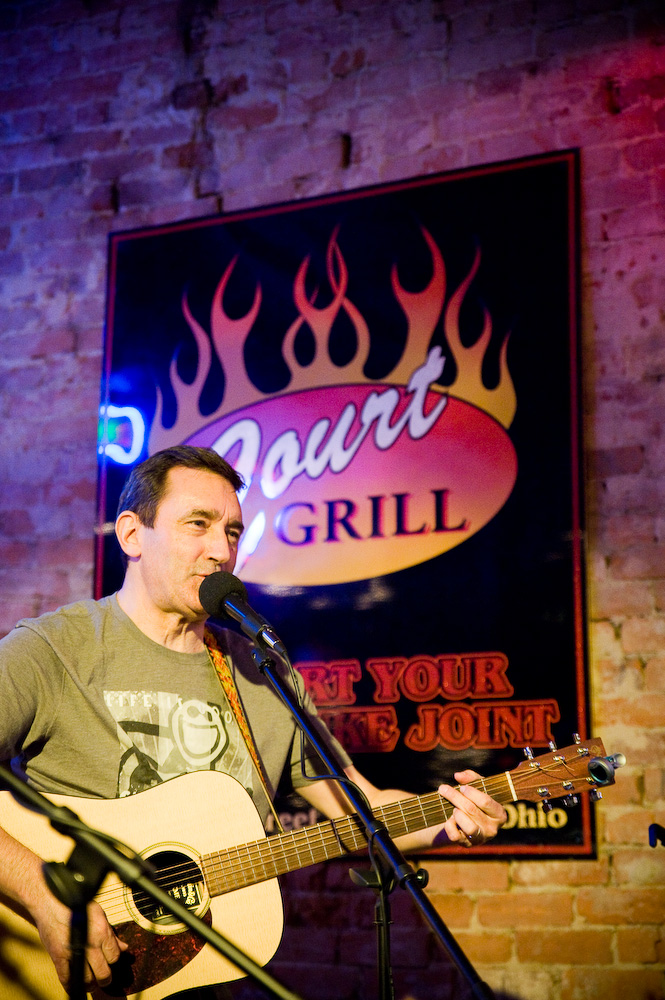 Brent Patterson hosts the longest running open stage in the area at Court Street Grill, every Tuesday in Pomeroy, Ohio. Photo by Michelle Waters .