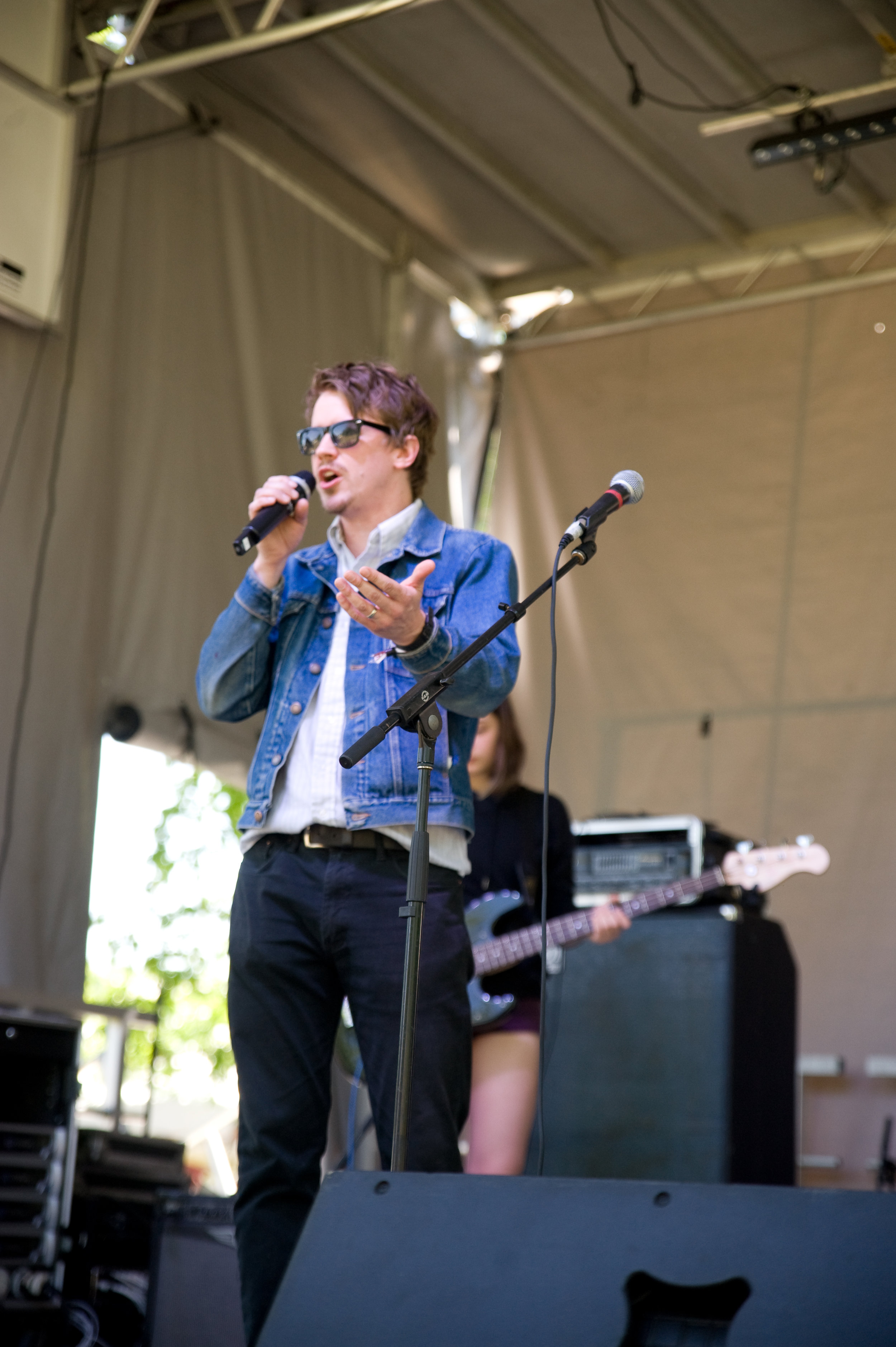 Adam introducing one of the Stuart's After School Music Program bands at Nelsonville Music Festival, this year. Photo by Michelle Waters.