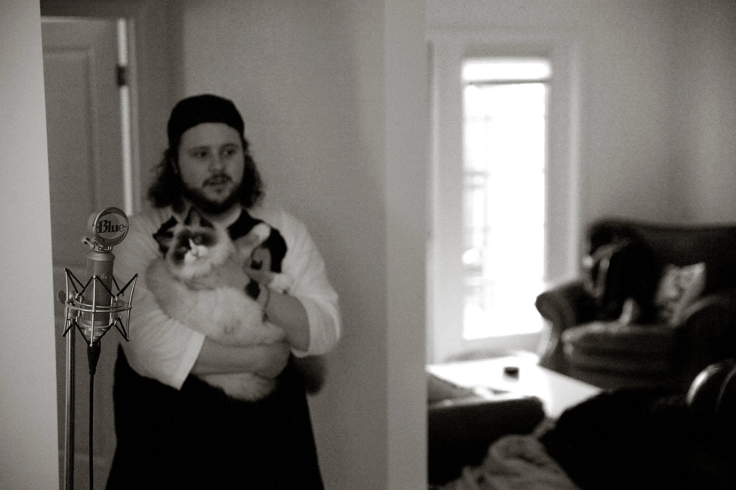 Alex Chaney during recording (by Michelle Waters)