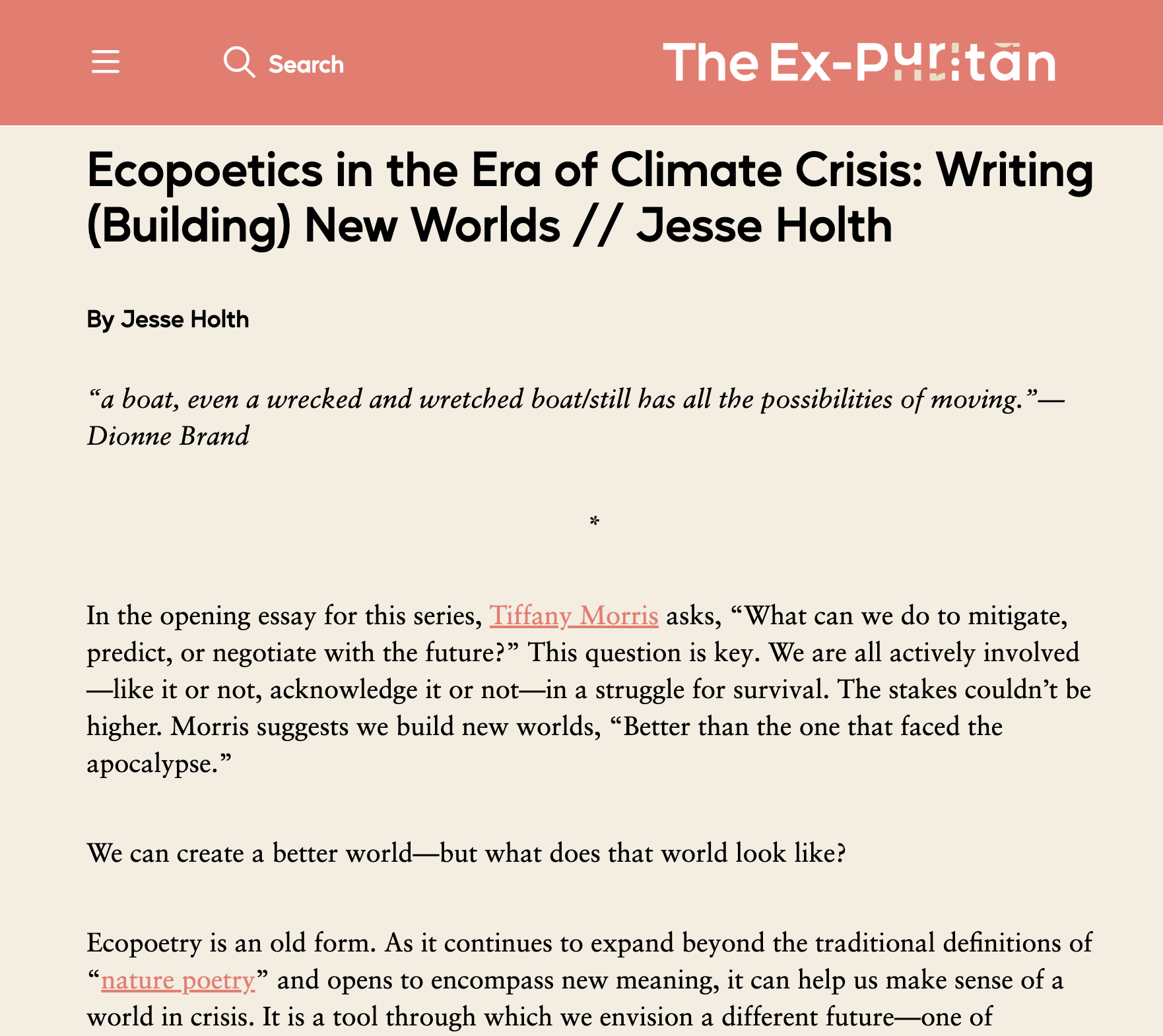 Ecopoetics in the Era of Climate Crisis: Writing (Building) New Worlds