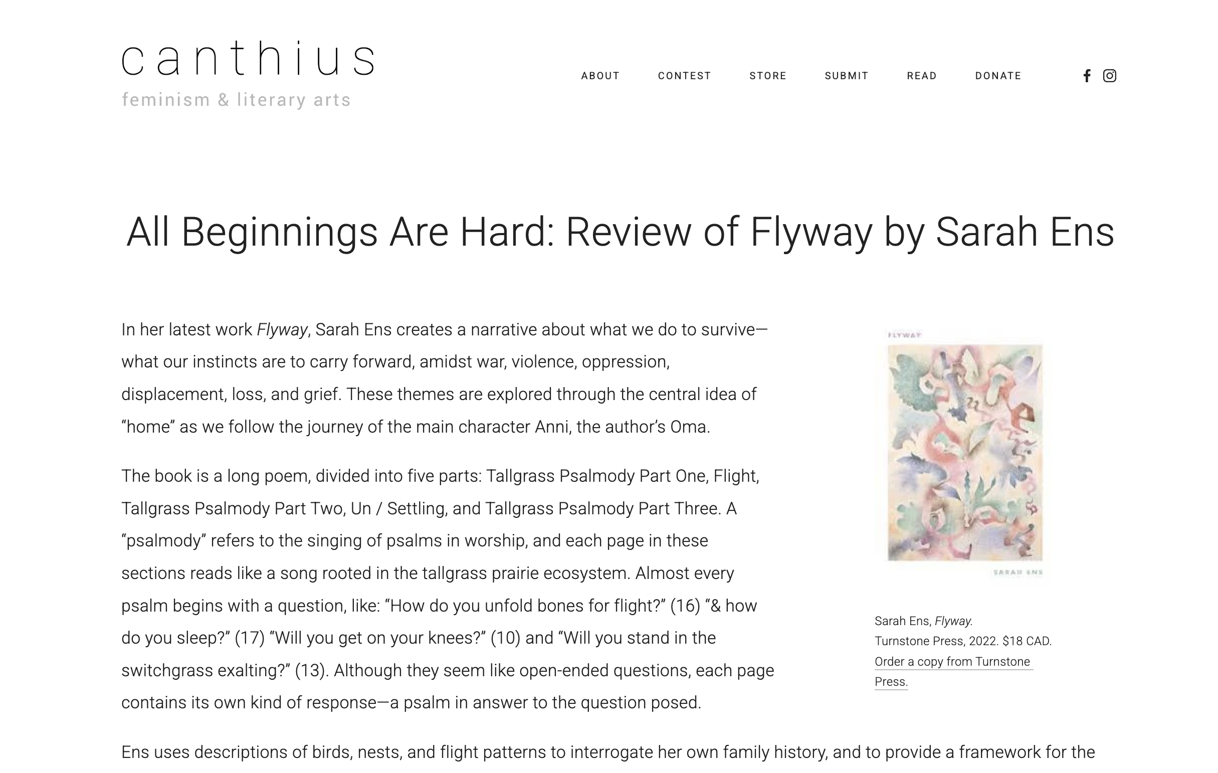 All Beginnings Are Hard: Review of Flyway by Sarah Ens