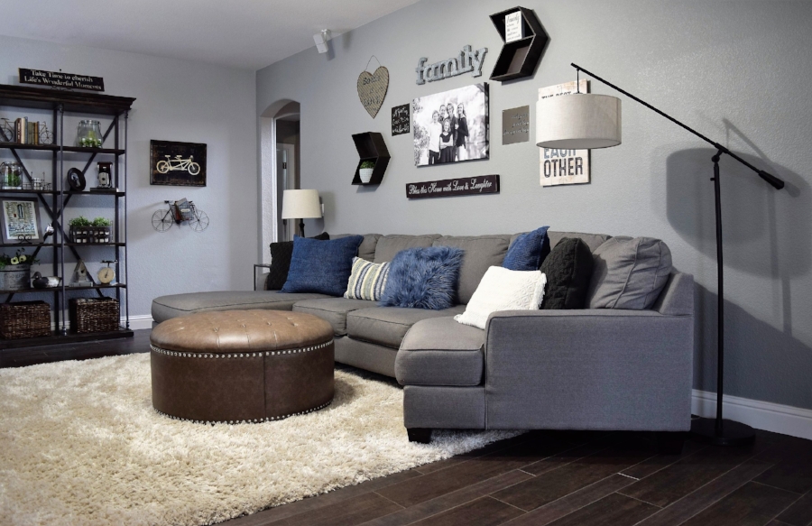 Gray Family Room Gallery Wall